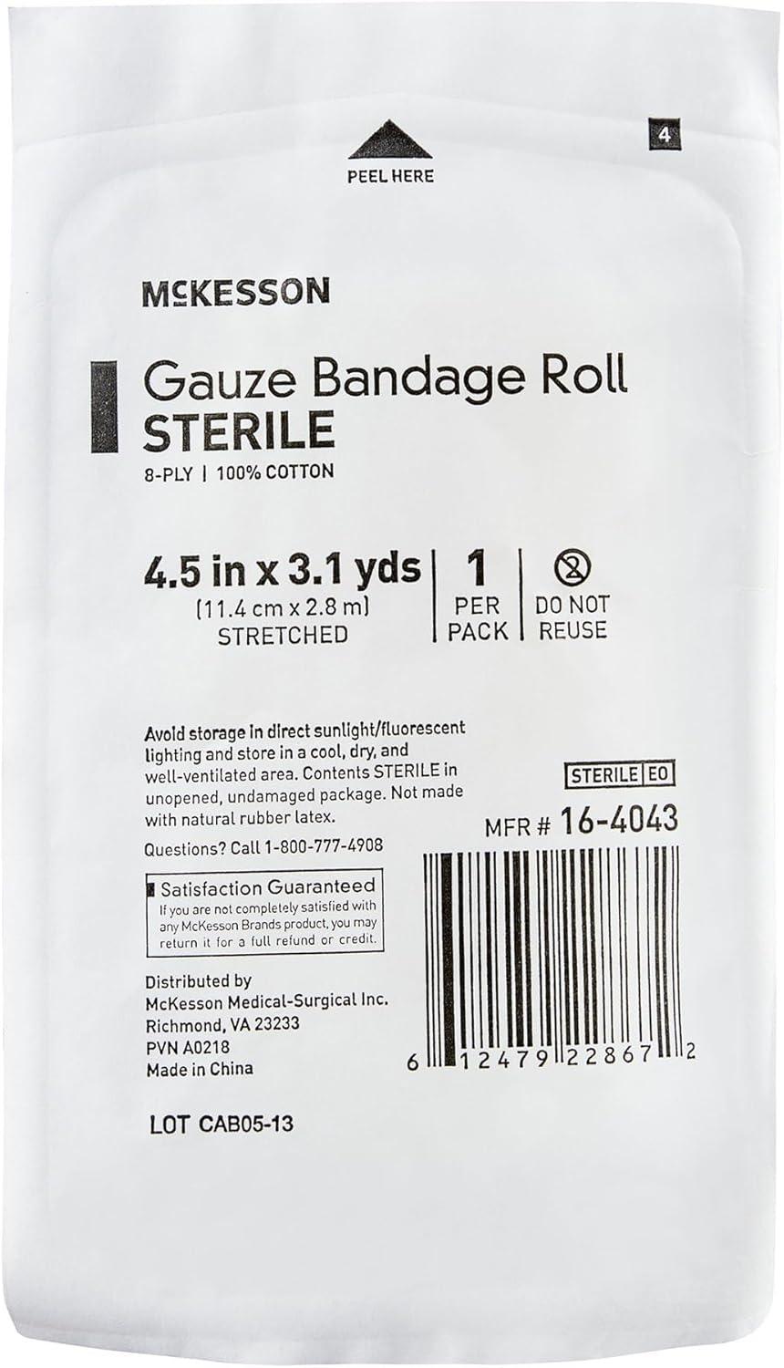 image:imageMcKesson 96 Pack Sterile Gauze Roll Bandages 45 in x 31 Yards 8ply Premium Medical Supplies amp First Aid Supplies Bandage Wrap Vet Wrap45 x 31 yd 100 Count