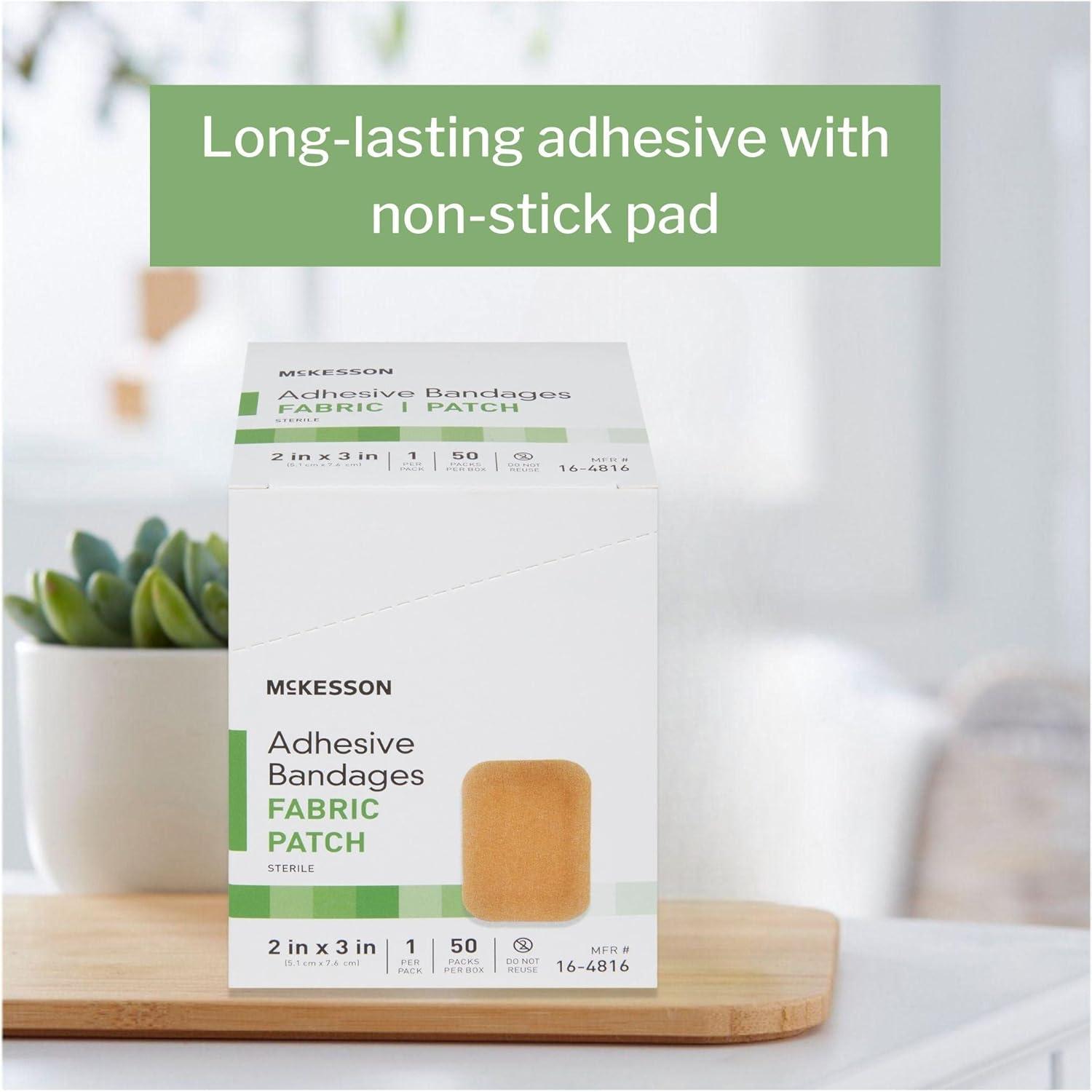 image:imageMcKesson Adhesive Bandages Sterile Fabric Patch 2 in x 3 in 50 Count 1 Pack