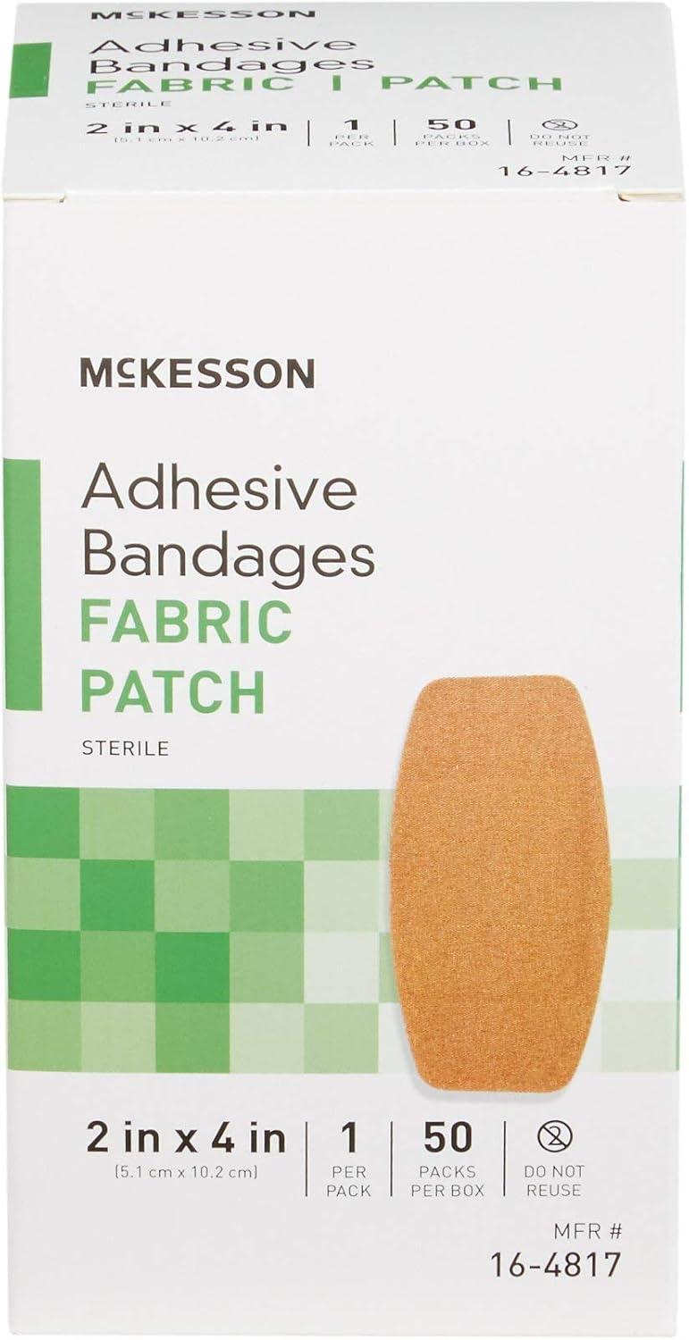 image:imageMcKesson Adhesive Bandages Sterile Fabric Patch 2 in x 3 in 50 Count 2 Packs 100 Total2 X 4 Inch 1200 Count