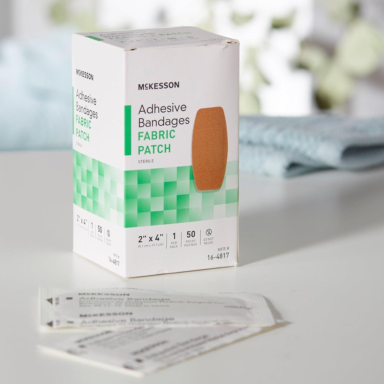 image:imageMcKesson Adhesive Bandages Sterile Fabric Patch 2 in x 4 in 50 Count 1 Pack