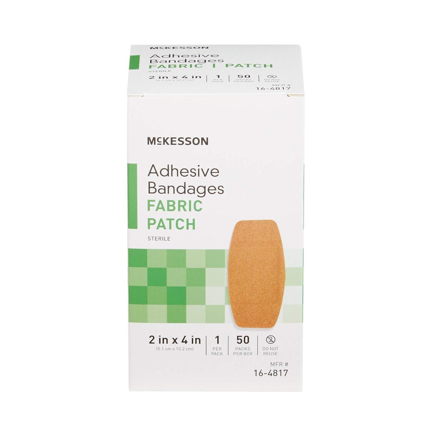image:imageMcKesson Adhesive Bandages Sterile Fabric Patch 2 in x 4 in 50 Count 1 Pack