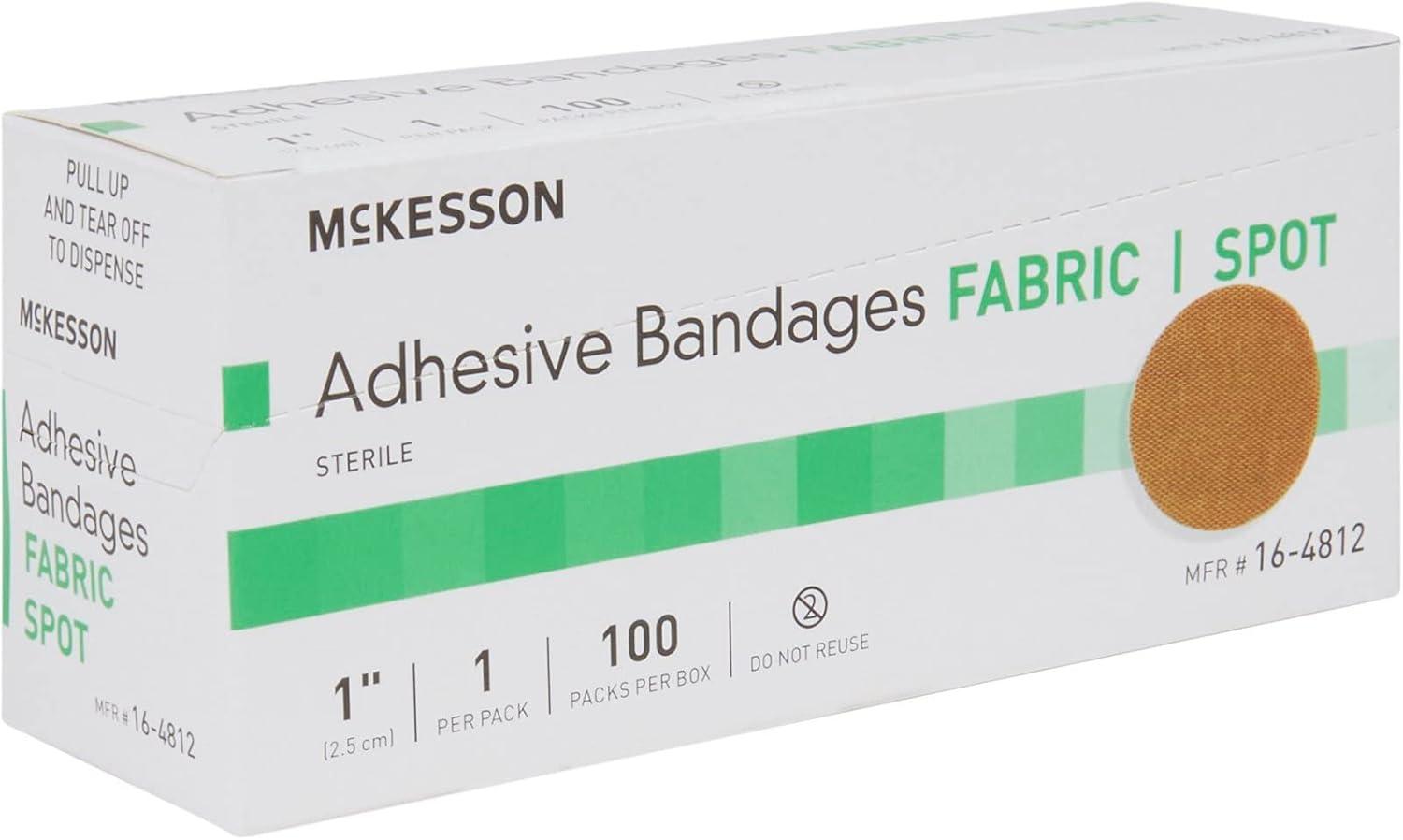 image:imageMcKesson Adhesive Bandages Sterile Fabric Spot 1 in 100 Count 1 Pack