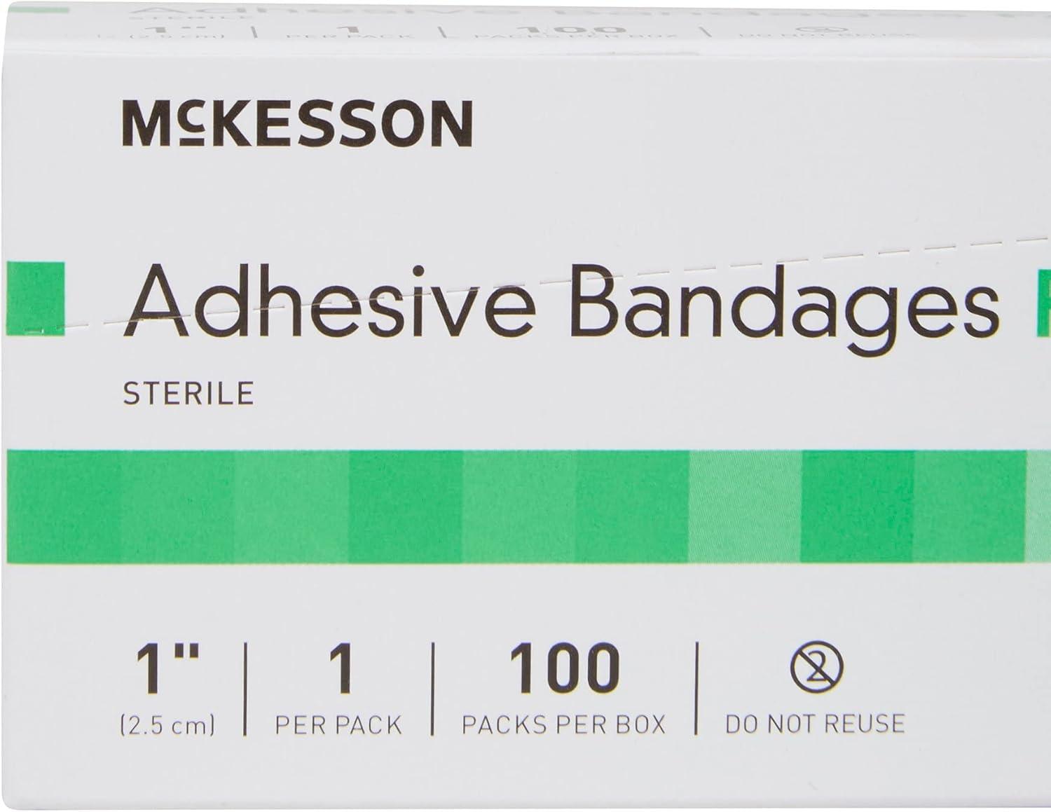 image:imageMcKesson Adhesive Bandages Sterile Fabric Spot 1 in 100 Count 1 Pack
