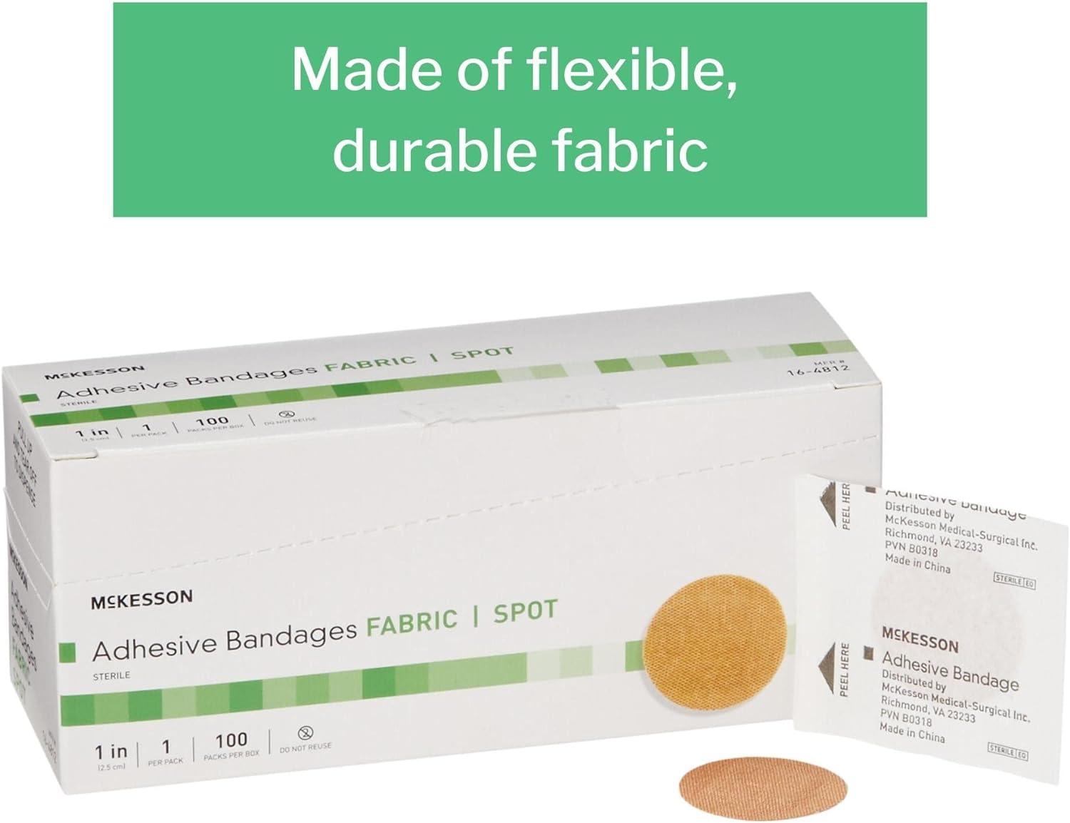 image:imageMcKesson Adhesive Bandages Sterile Fabric Spot 1 in 100 Count 1 Pack