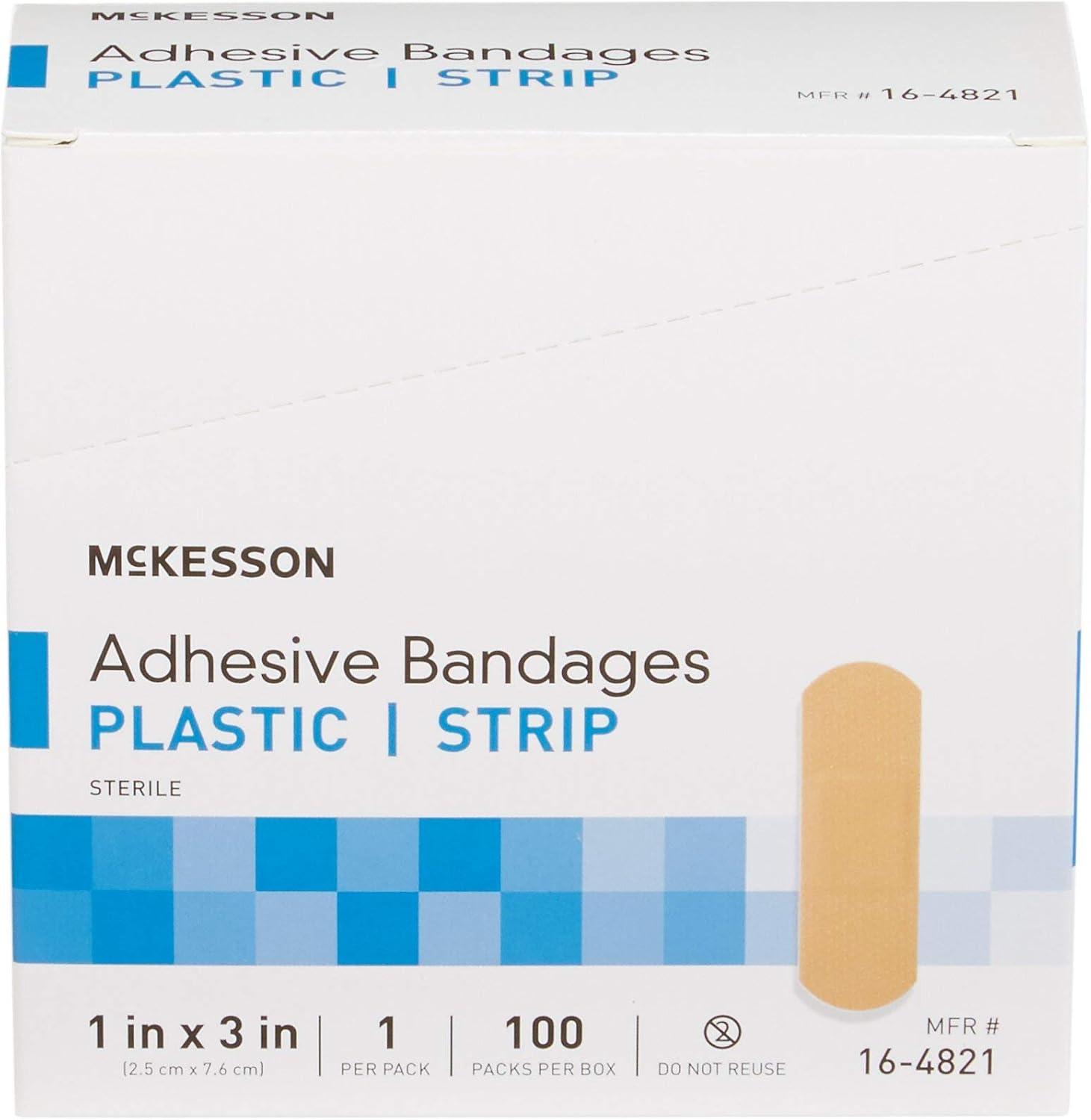 image:imageMcKesson Adhesive Bandages Sterile Plastic Strip 1 in x 3 in 100 Count 6 Packs 600 Total1 X 3 Inch 200 Count