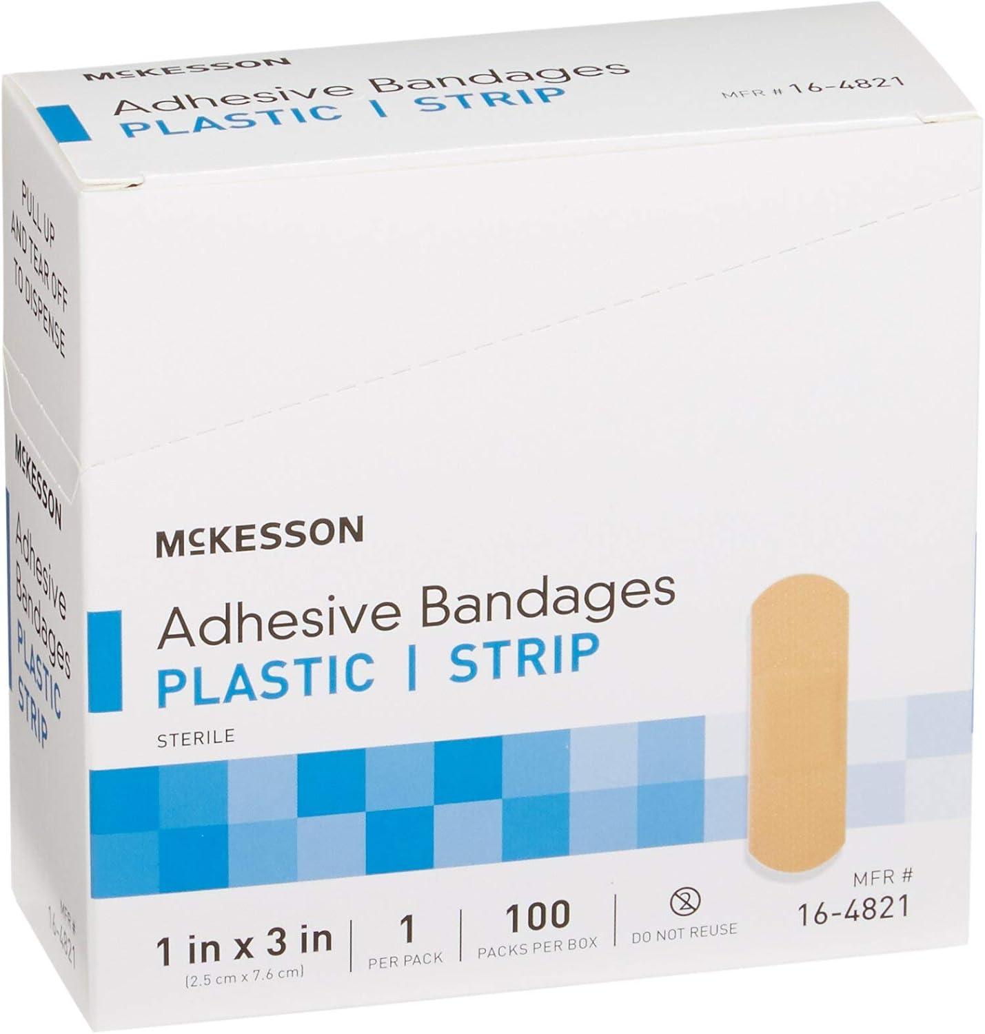 image:imageMcKesson Adhesive Bandages Sterile Plastic Strip 1 in x 3 in 100 Count 6 Packs 600 Total1 X 3 Inch 200 Count