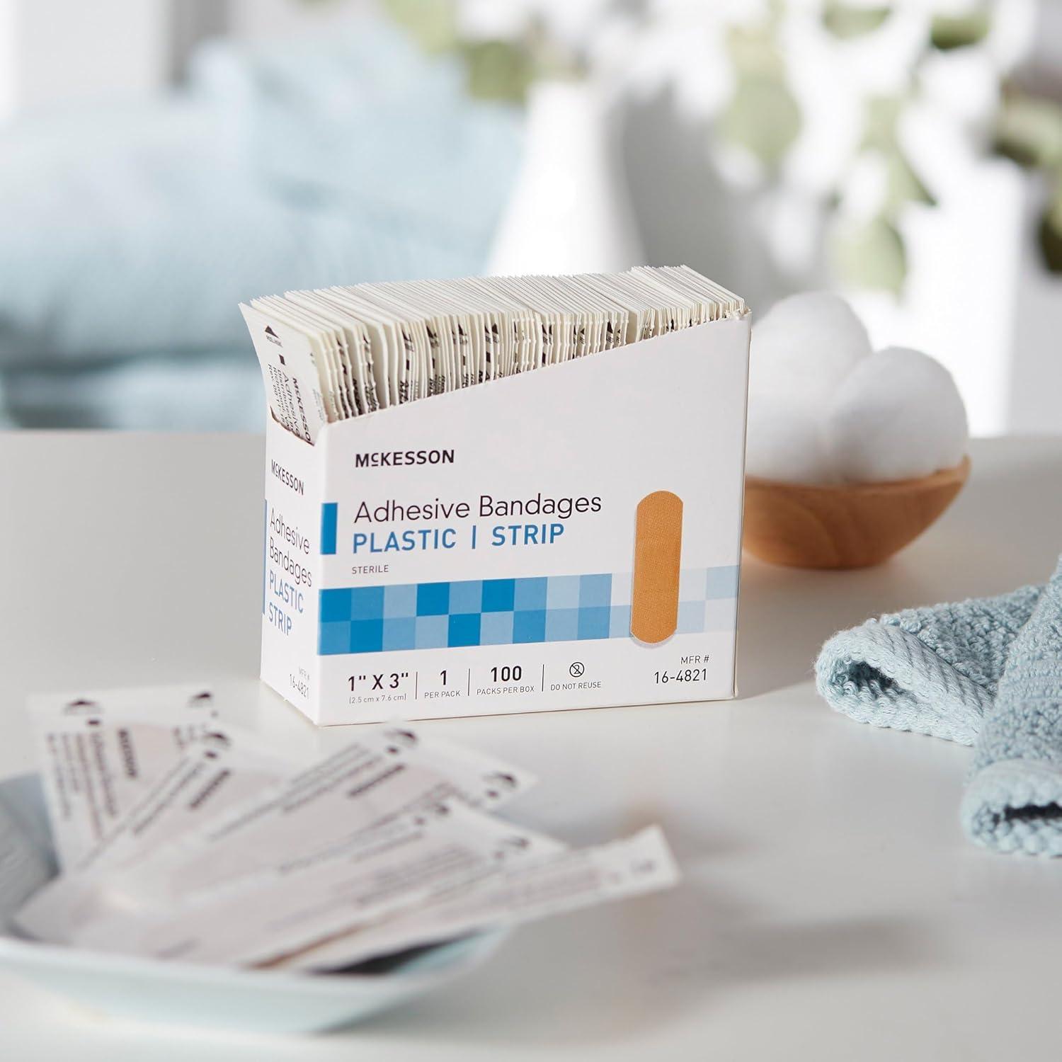 image:imageMcKesson Adhesive Bandages Sterile Plastic Strip 1 in x 3 in 100 Count 6 Packs 600 Total1 X 3 Inch 200 Count