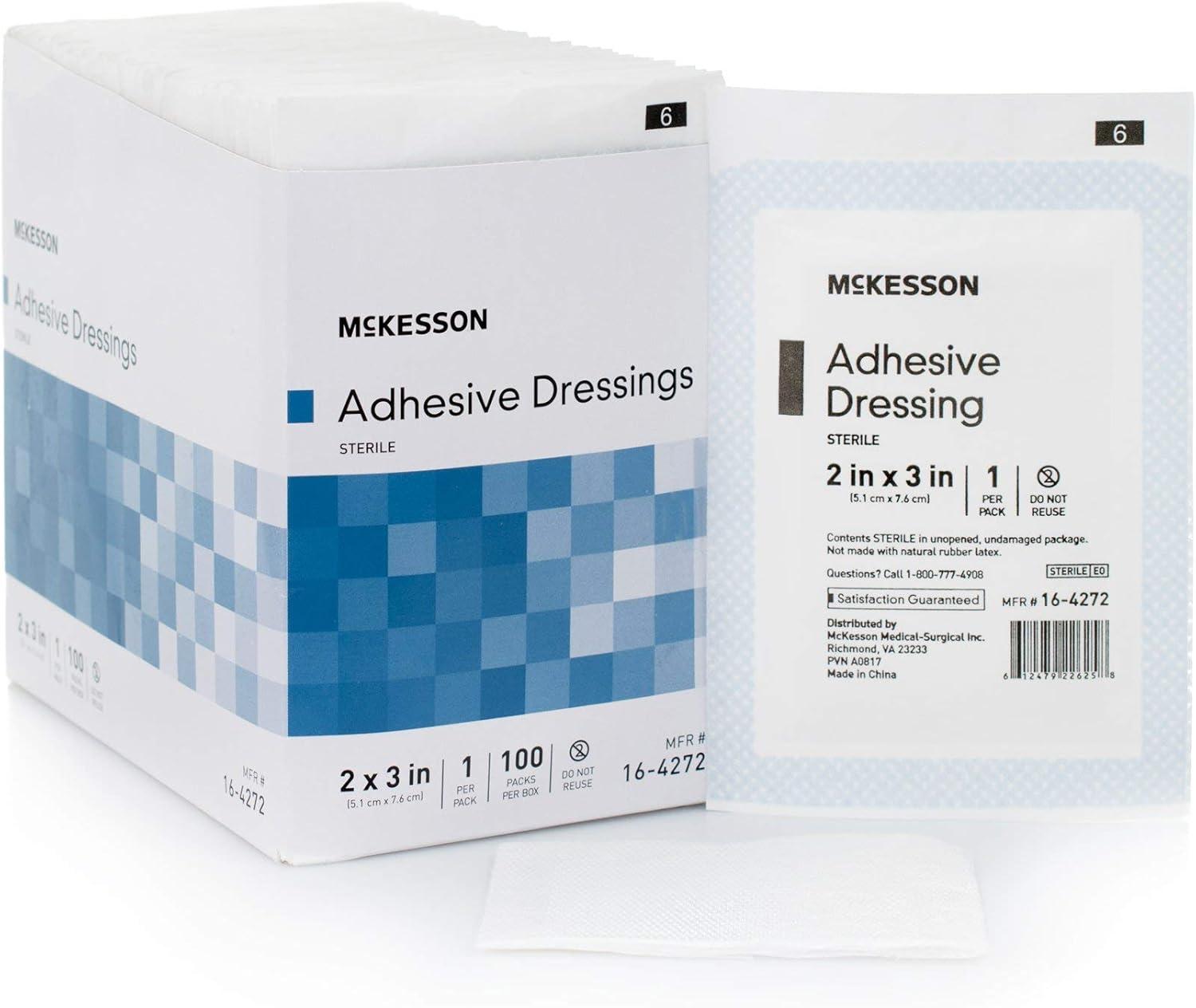 image:imageMcKesson Adhesive Dressing Sterile CottonPolyester 2 in x 3 in 100 Count 1 Pack100 Count