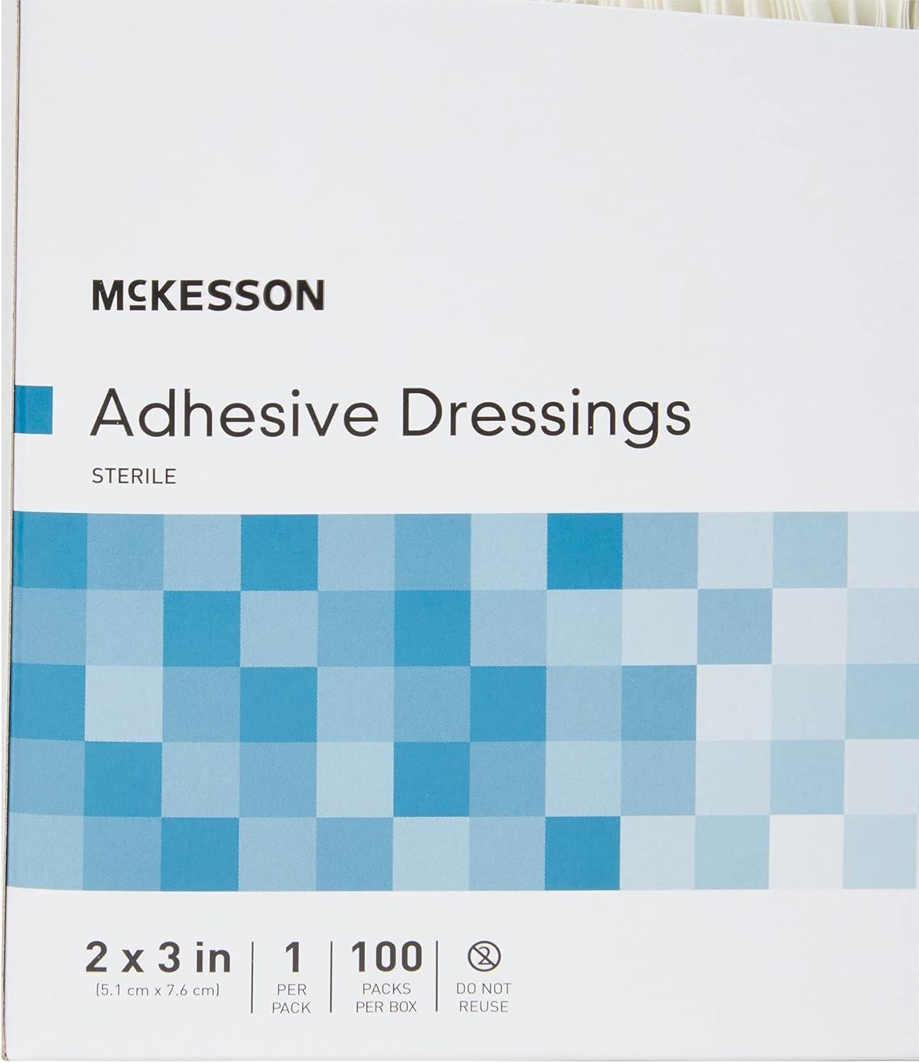 image:imageMcKesson Adhesive Dressing Sterile CottonPolyester 2 in x 3 in 100 Count 1 Pack100 Count