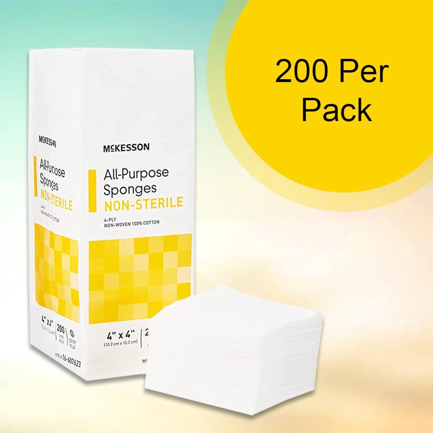 image:imageMcKesson All Purpose Sponges NonSterile 4Ply 100 Cotton 2 in x 2 in 200 per Pack 40 Packs 8000 Total2 X 2 Inch 200 Count