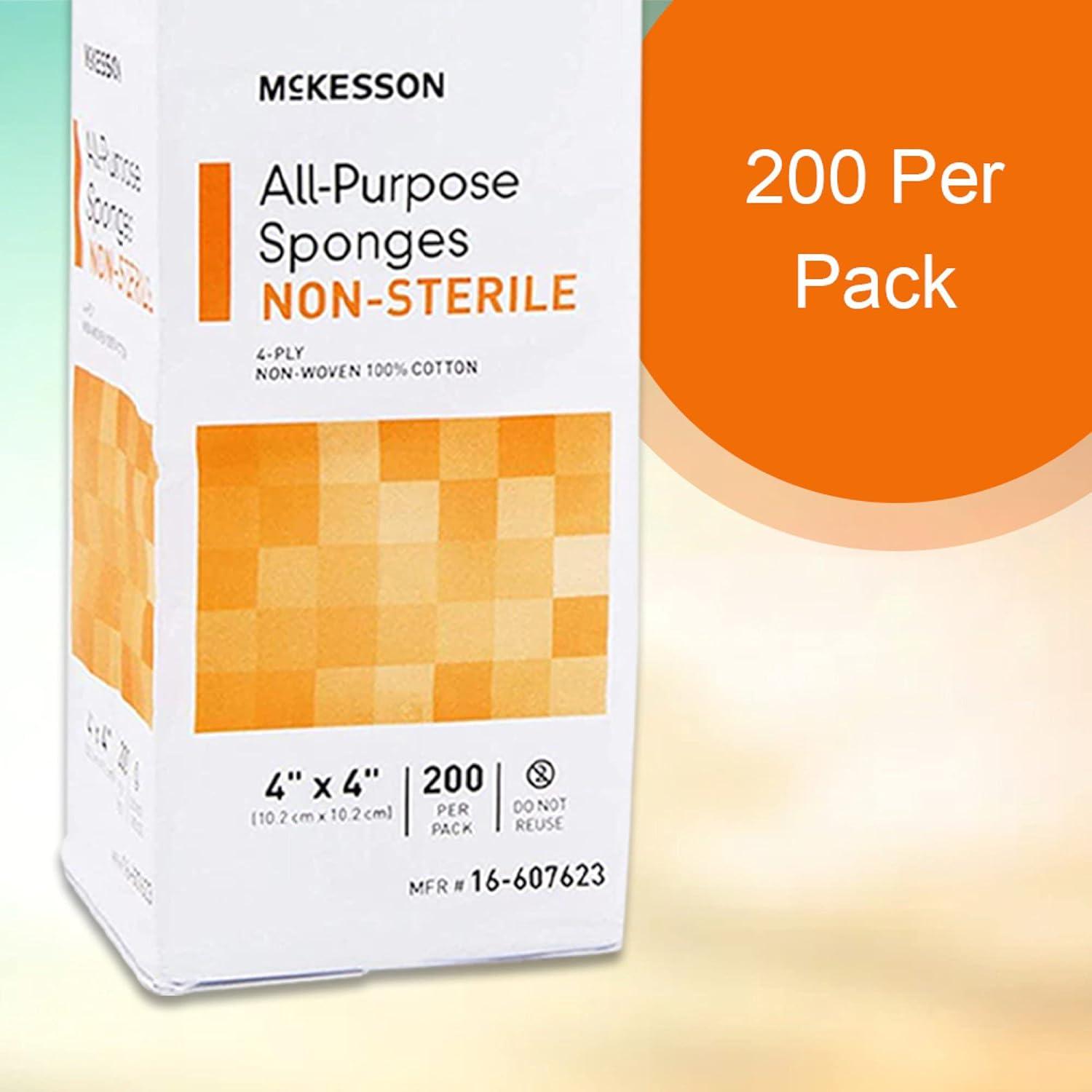 image:imageMcKesson All Purpose Sponges NonSterile 4Ply 100 Cotton 2 in x 2 in 200 per Pack 40 Packs 8000 Total4 X 4 Inch 200 Count