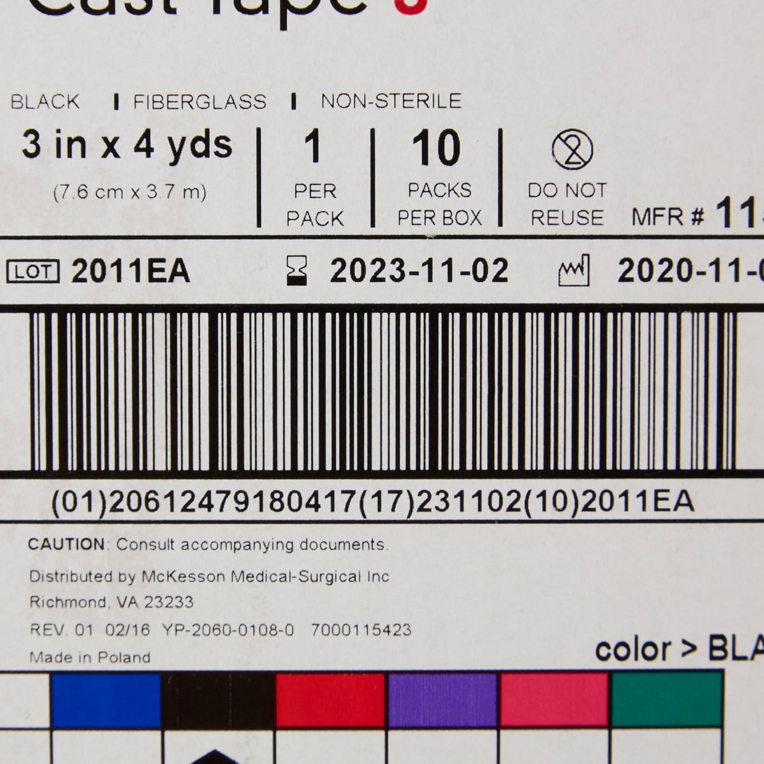 image:imageMcKesson Cast Tape Fiberglass Black 3 in x 4 yds 1 Count 10 Packs 10 Total