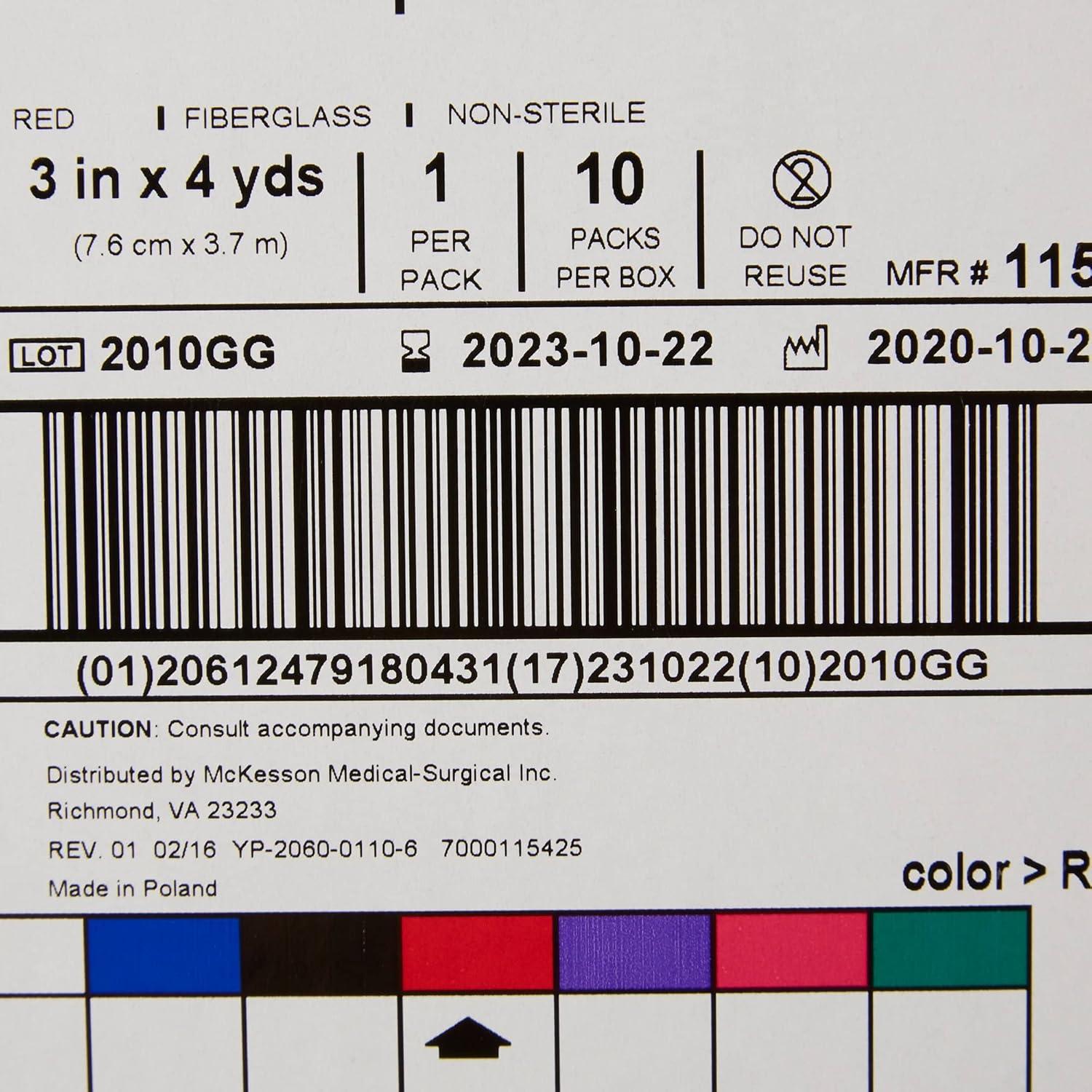 image:imageMcKesson Cast Tape Fiberglass Red 3 in x 4 yds 1 Count 10 Packs 10 Total3 inch x 4 yards