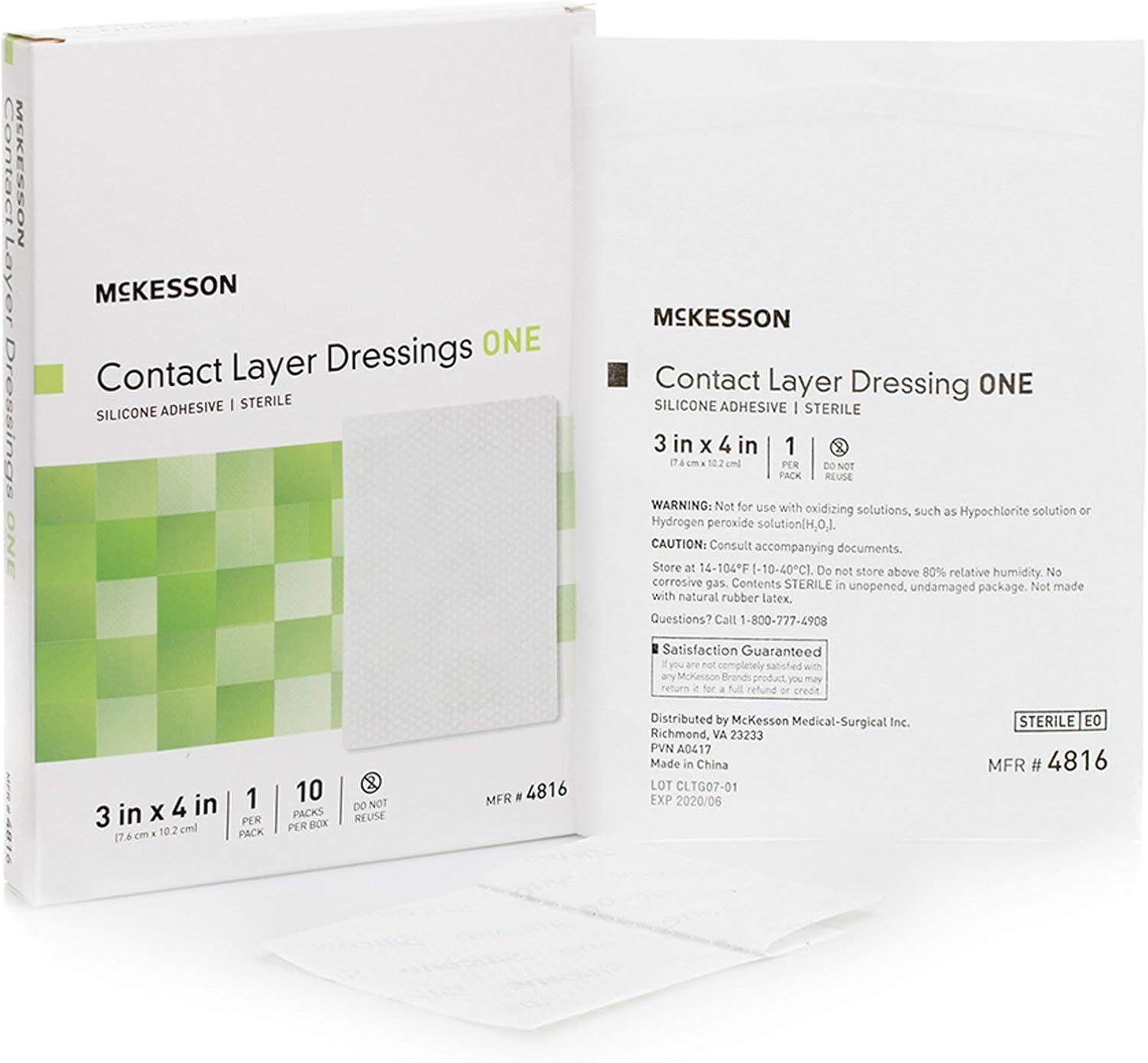 image:imageMcKesson Contact Layer Dressing Sterile Silicone Adhesive 3 in x 4 in 10 Count 1 Pack