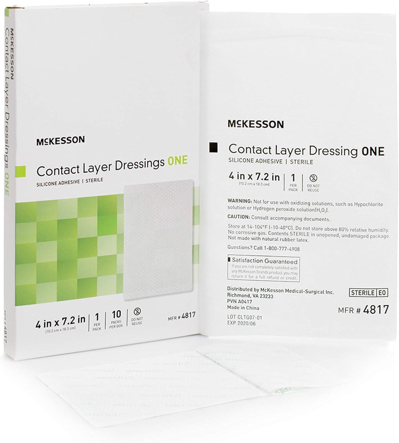image:imageMcKesson Contact Layer Dressing Sterile Silicone Adhesive 4 in x 72 in 10 Count 1 Pack
