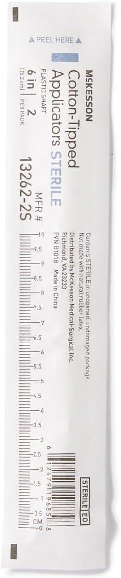 image:imageMcKesson Cotton Tipped Applicator 6 in 200 Count Long Sterile Medical Swabs Individually Wrapped Plastic Shaft200 ct Pack of 2