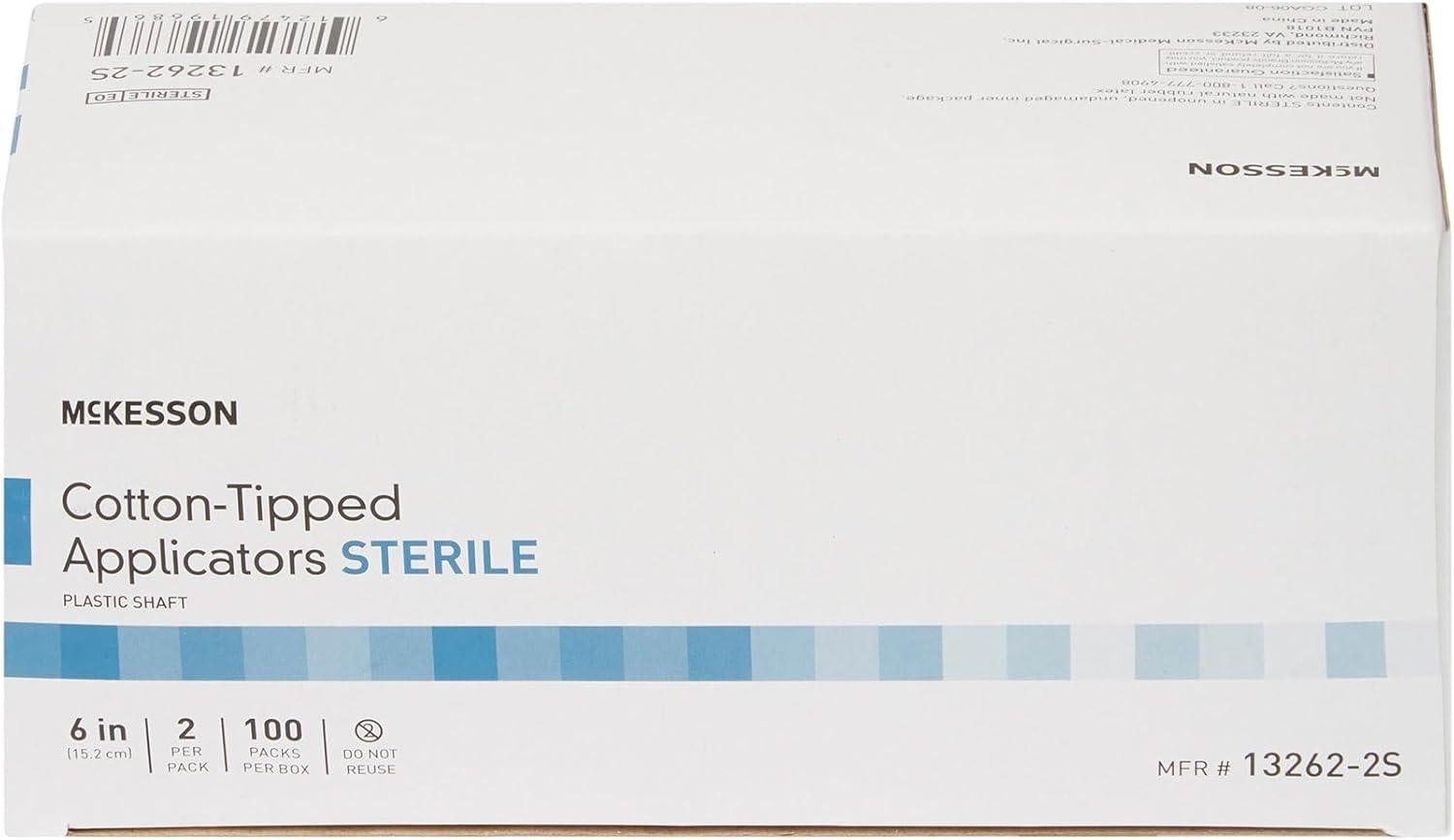image:imageMcKesson Cotton Tipped Applicator 6 in 200 Count Long Sterile Medical Swabs Individually Wrapped Plastic Shaft200 ct Pack of 2