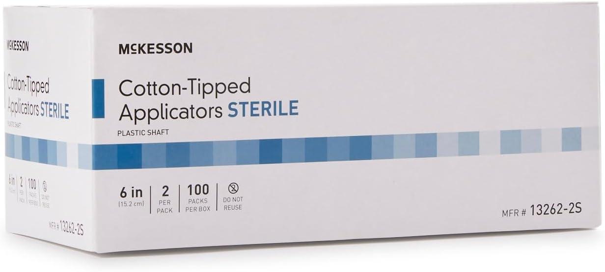 image:imageMcKesson Cotton Tipped Applicator 6 in 200 Count Long Sterile Medical Swabs Individually Wrapped Plastic Shaft200 ct Pack of 2