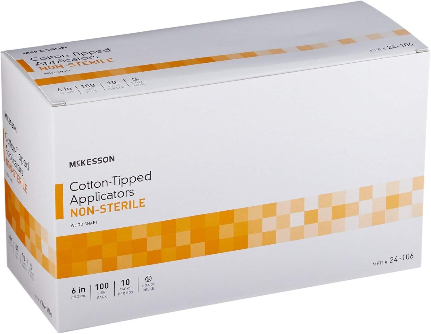 image:imageMcKesson CottonTipped Applicator Swabstick NonSterile Wood Shaft 6 in 100 Count 100 Packs 10000 Total10000 ct