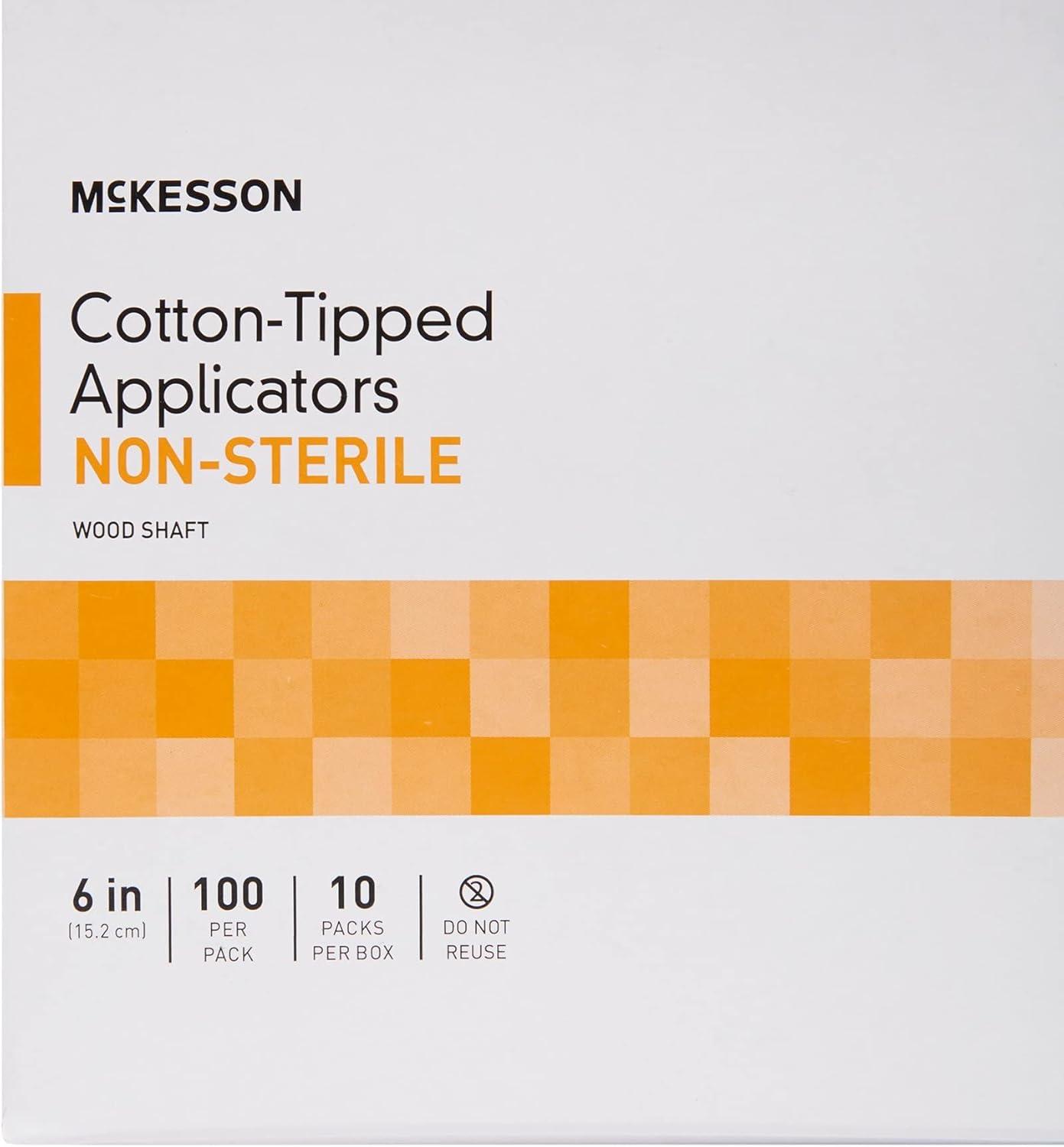 image:imageMcKesson CottonTipped Applicator Swabstick NonSterile Wood Shaft 6 in 100 Count 100 Packs 10000 Total10000 ct