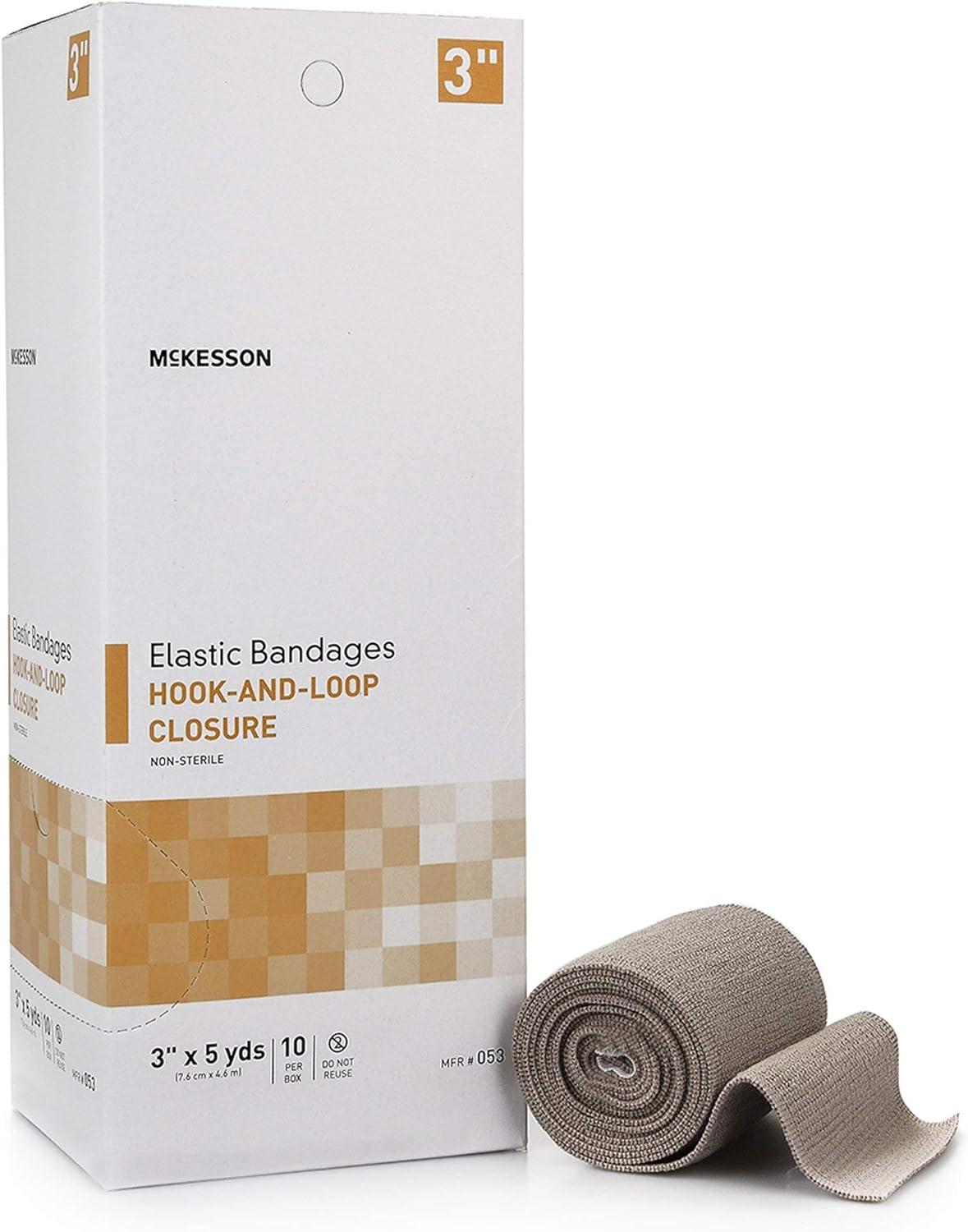 image:imageMcKesson Elastic Bandage NonSterile Hook and Loop Closure 3 in x 5 yds 10 Count 5 Packs 50 Total3 Inch X 5 Yard 10 Count