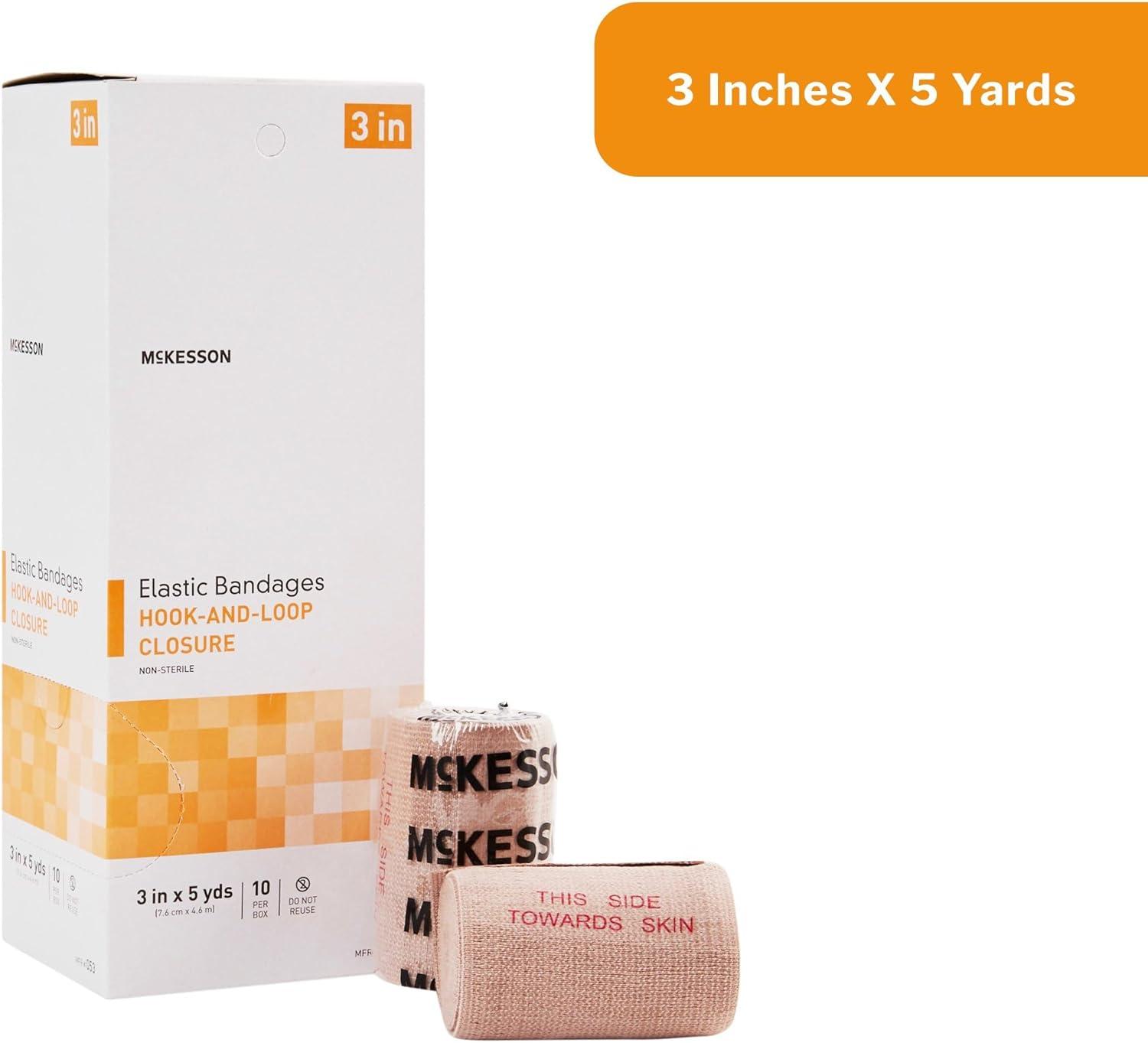 image:imageMcKesson Elastic Bandage NonSterile Hook and Loop Closure 3 in x 5 yds 10 Count 5 Packs 50 Total3 Inch X 5 Yard 10 Count
