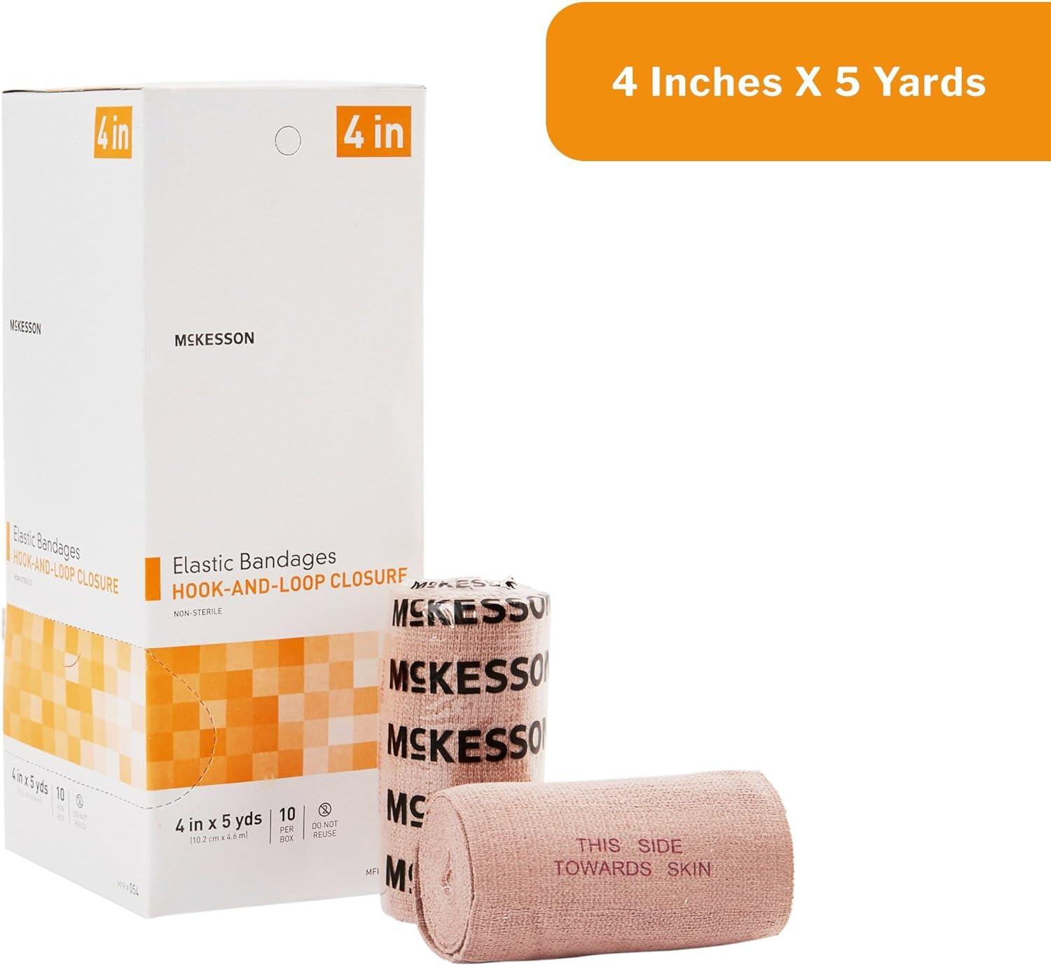 image:imageMcKesson Elastic Bandage NonSterile Hook and Loop Closure 4 in x 5 yds 10 Count 1 Pack