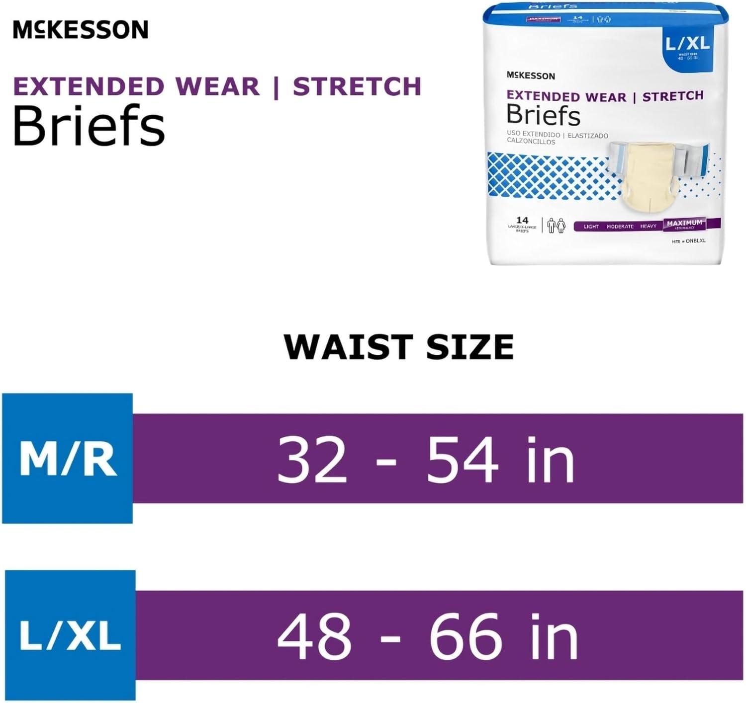 image:imageMcKesson Extended Wear Stretch Briefs 56 Count Size LXL 4866 in Overnight Adult Diapers with Tabs Maximum Absorbency Unisex Disposable Incontinence Briefs for Men and WomenLarge XLarge 14 Count