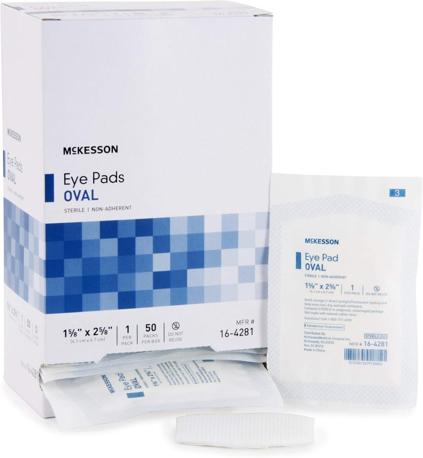image:imageMcKesson Eye Pads Sterile Oval NonAdherent 1 58 in x 2 58 in 50 Count 12 Packs 600 Total