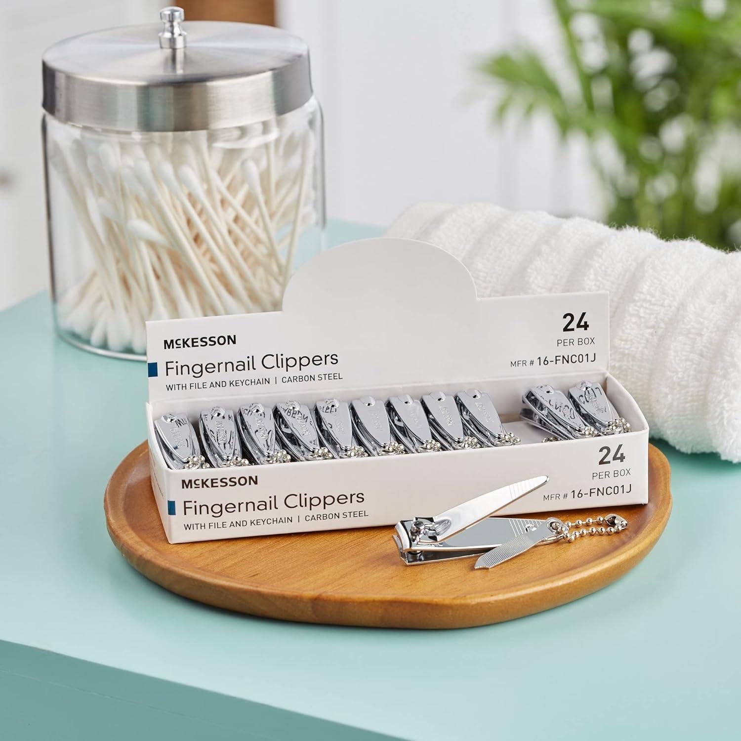 image:imageMcKesson Fingernail Clippers with File Steel Nail Clippers with Thumb Squeeze Lever and Keychain 544 mm x 135 mm 240 Count124 X 544 X 135 mm 240 ct