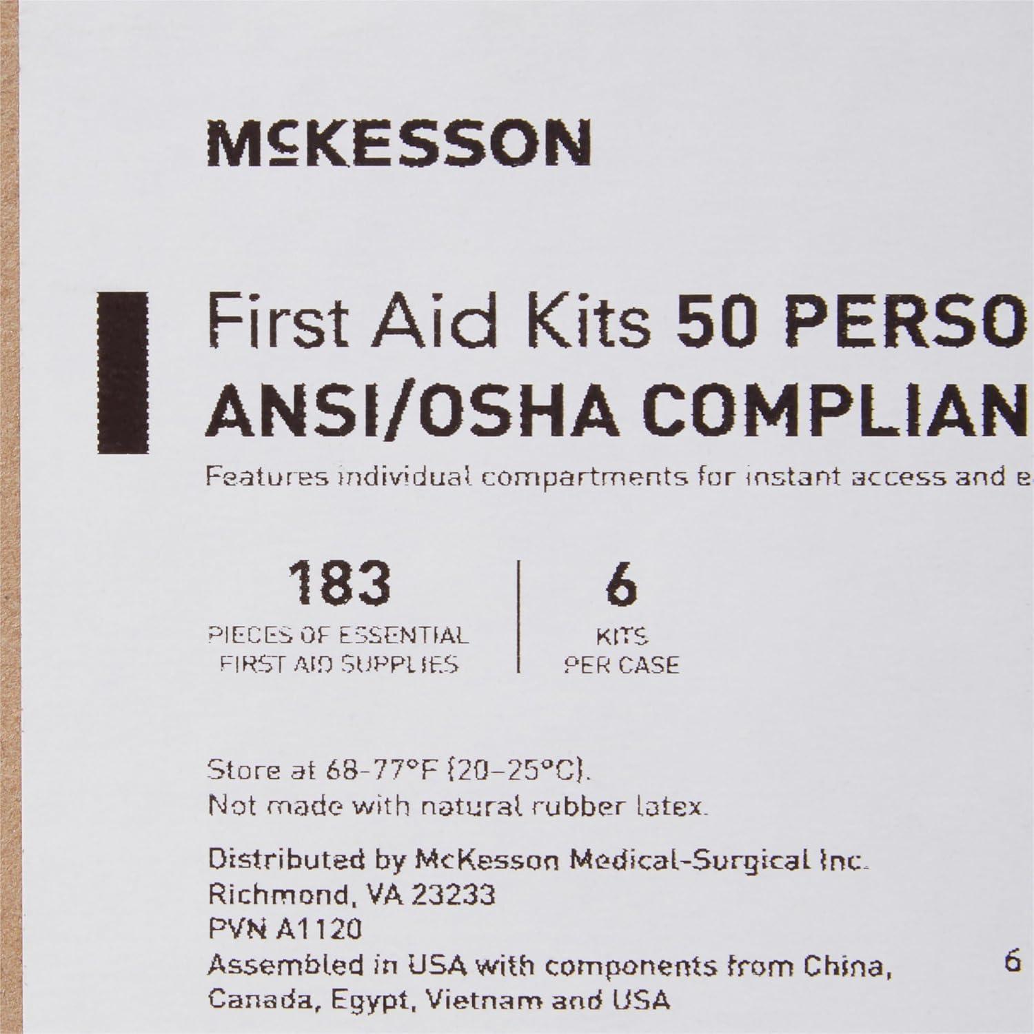 image:imageMcKesson First Aid Kit 50Person Emergency Supplies Portable Case with Essential Wound Care Supplies 98 in x 10 in 1 Count 6 Packs 6 Total