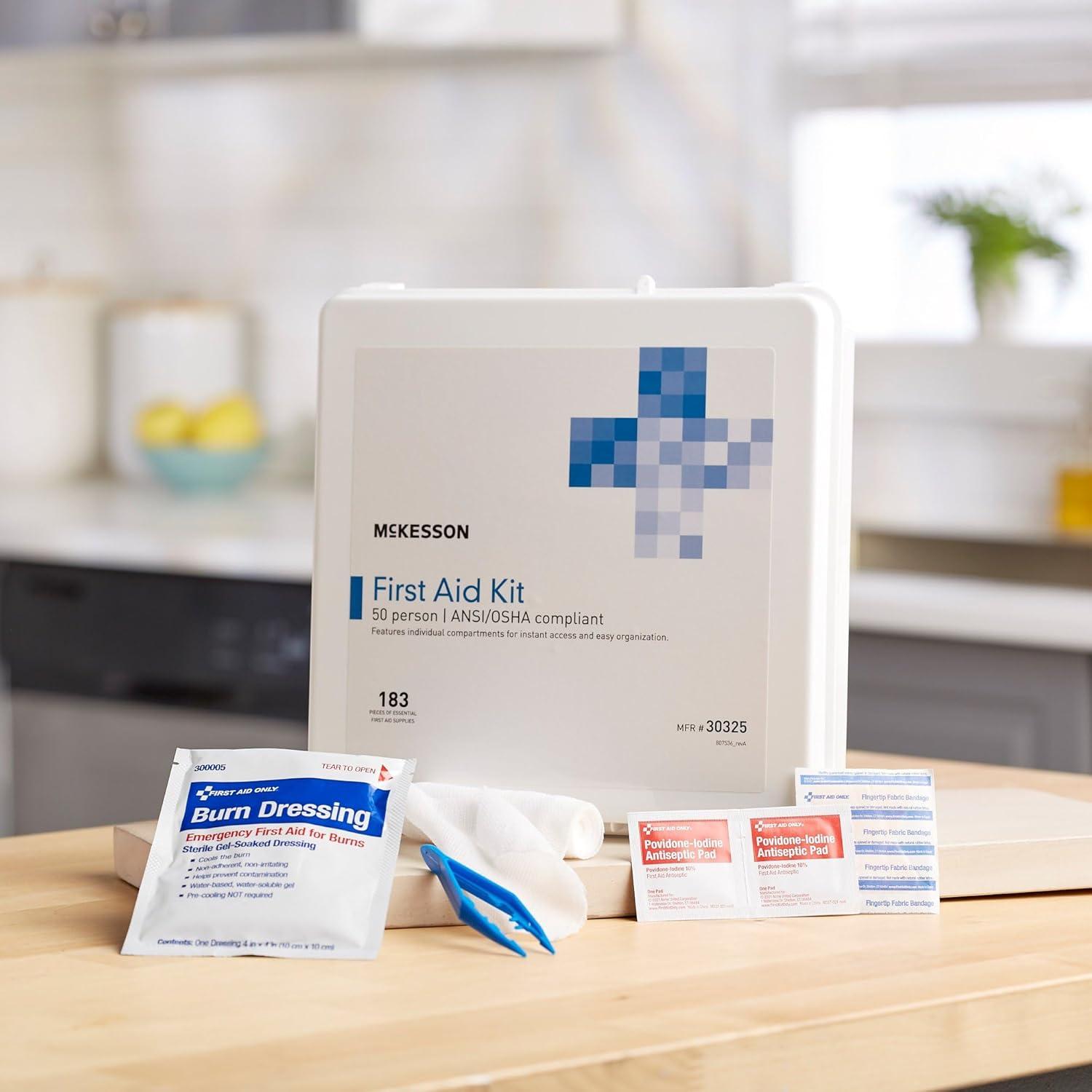 image:imageMcKesson First Aid Kit 50Person Emergency Supplies Portable Case with Essential Wound Care Supplies 98 in x 10 in 1 Count 6 Packs 6 Total