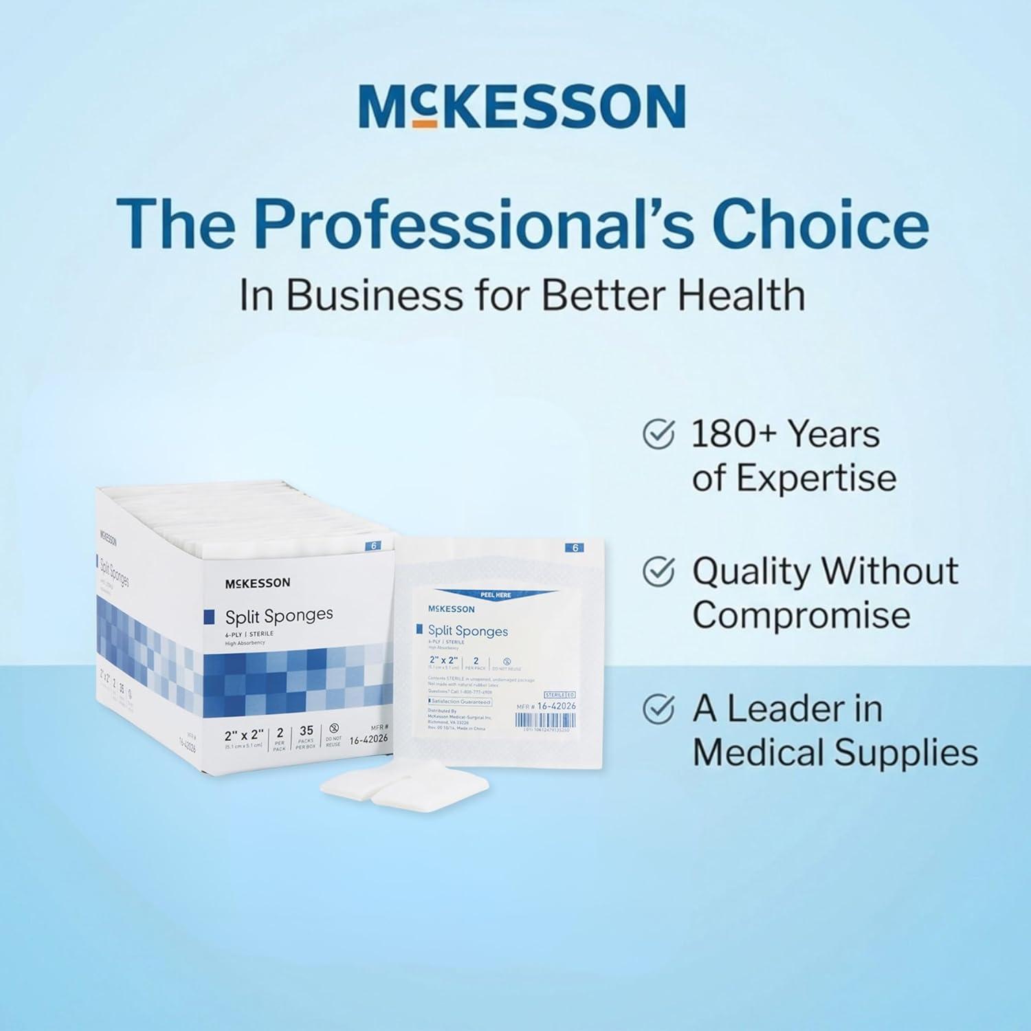 image:imageMcKesson High Absorbency Split Gauze Sponges 4x4 Inch 50 Sponges 25 Packs of 2 6Ply Sterile Tracheostomy amp Tube Dressings PreCut Slit for Drainage amp Catheters 2 per Pack2 X 2 Inch 1400 ct