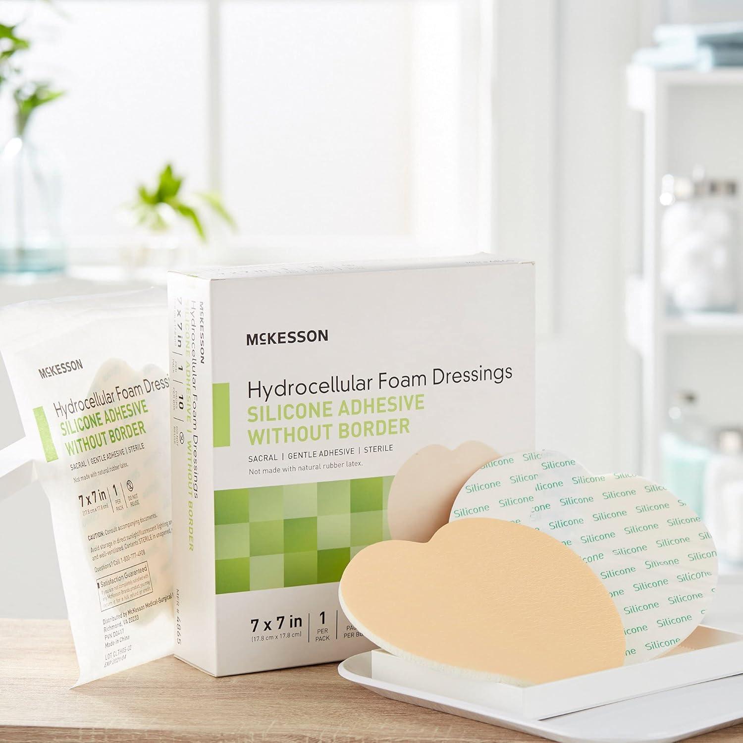 image:imageMcKesson Hydrocellular Foam Dressing Sterile Silicone Adhesive Without Border 7 in x 7 in 10 Count 1 Pack