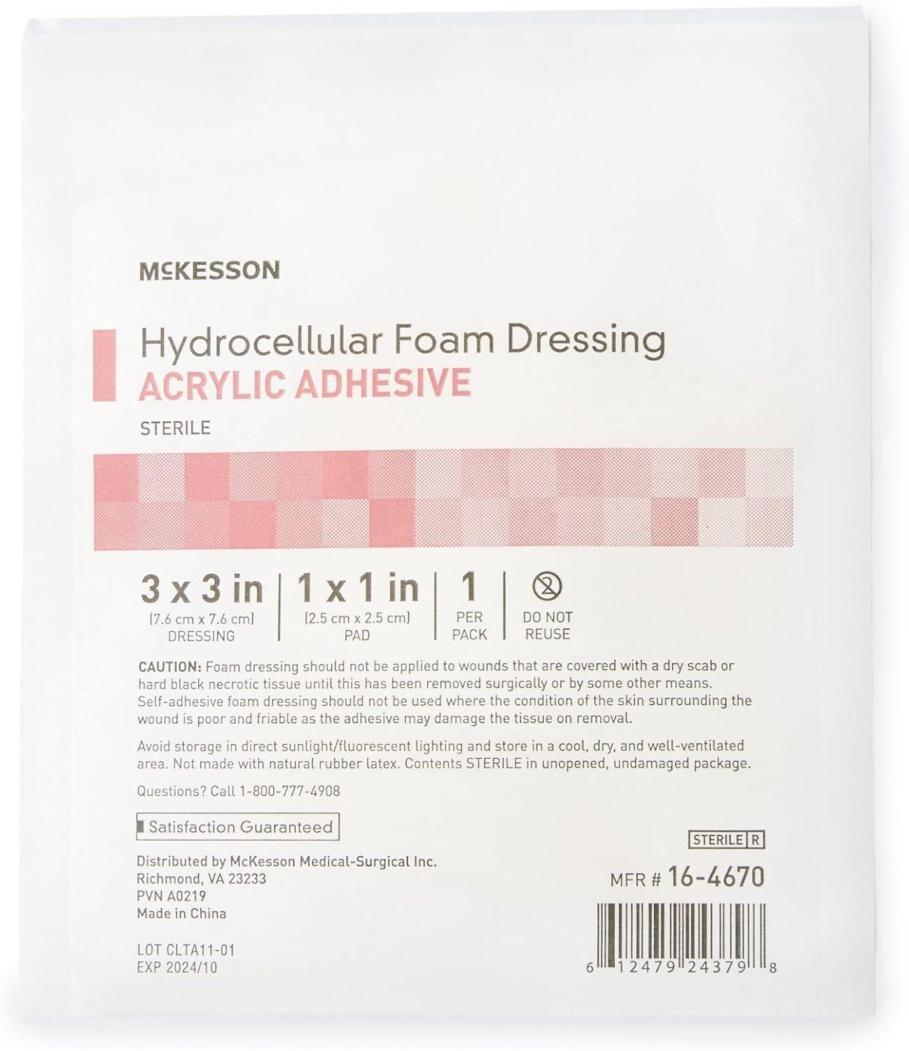 image:imageMcKesson Hydrocellular Foam Dressing with Acrylic Adhesive Wound Care Bandage 3 x 3 in 10 Count 10 Packs 100 Total3 X 3 Inch 100 Count