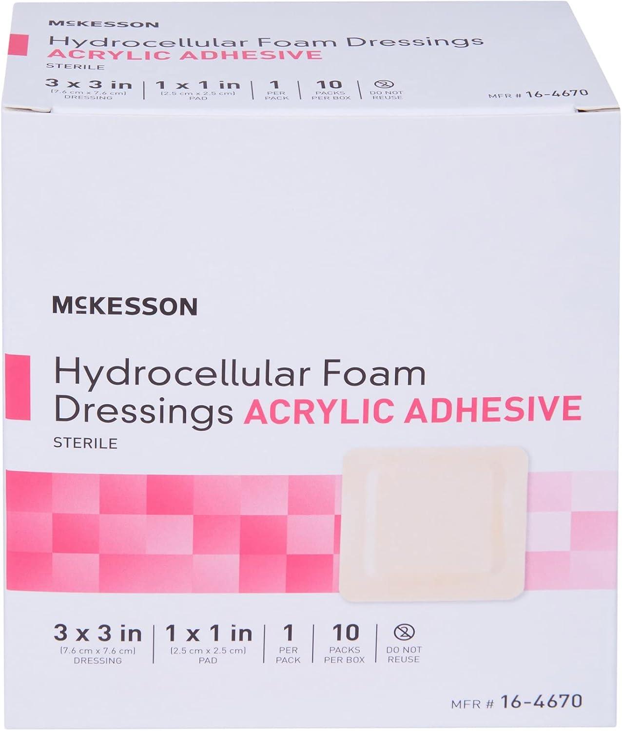 image:imageMcKesson Hydrocellular Foam Dressing with Acrylic Adhesive Wound Care Bandage 3 x 3 in 10 Count 10 Packs 100 Total3 X 3 Inch 100 Count