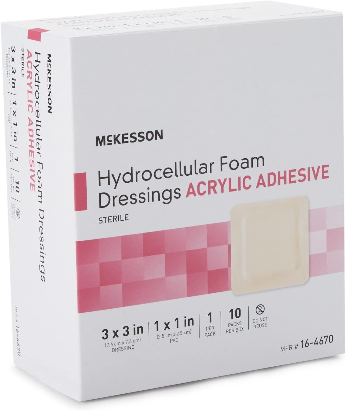 image:imageMcKesson Hydrocellular Foam Dressing with Acrylic Adhesive Wound Care Bandage 3 x 3 in 10 Count 10 Packs 100 Total3 X 3 Inch 100 Count