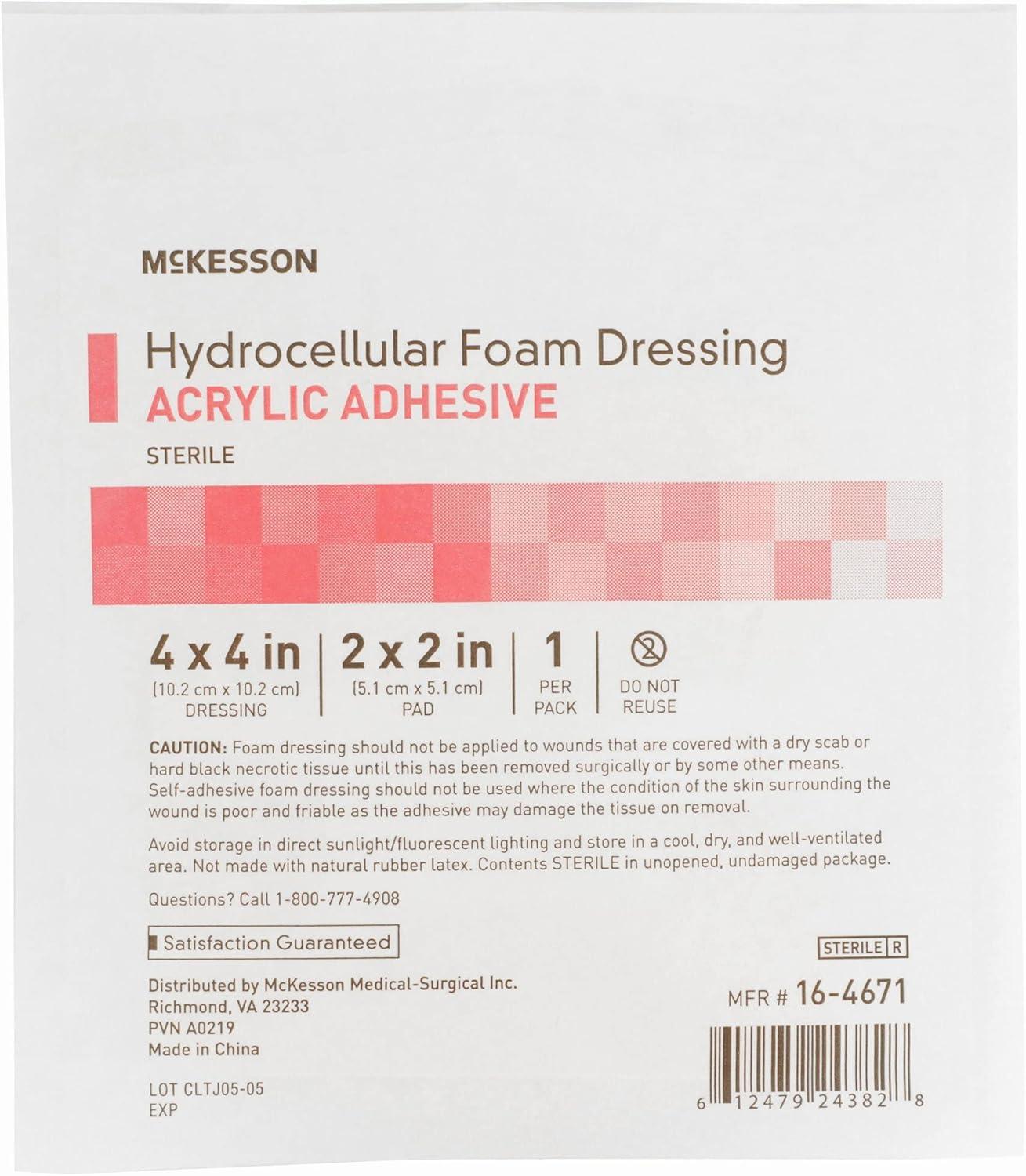 image:imageMcKesson Hydrocellular Foam Dressing with Acrylic Adhesive Wound Care Bandage 3 x 3 in 10 Count 10 Packs 100 Total4 X 4 Inch 10 ct