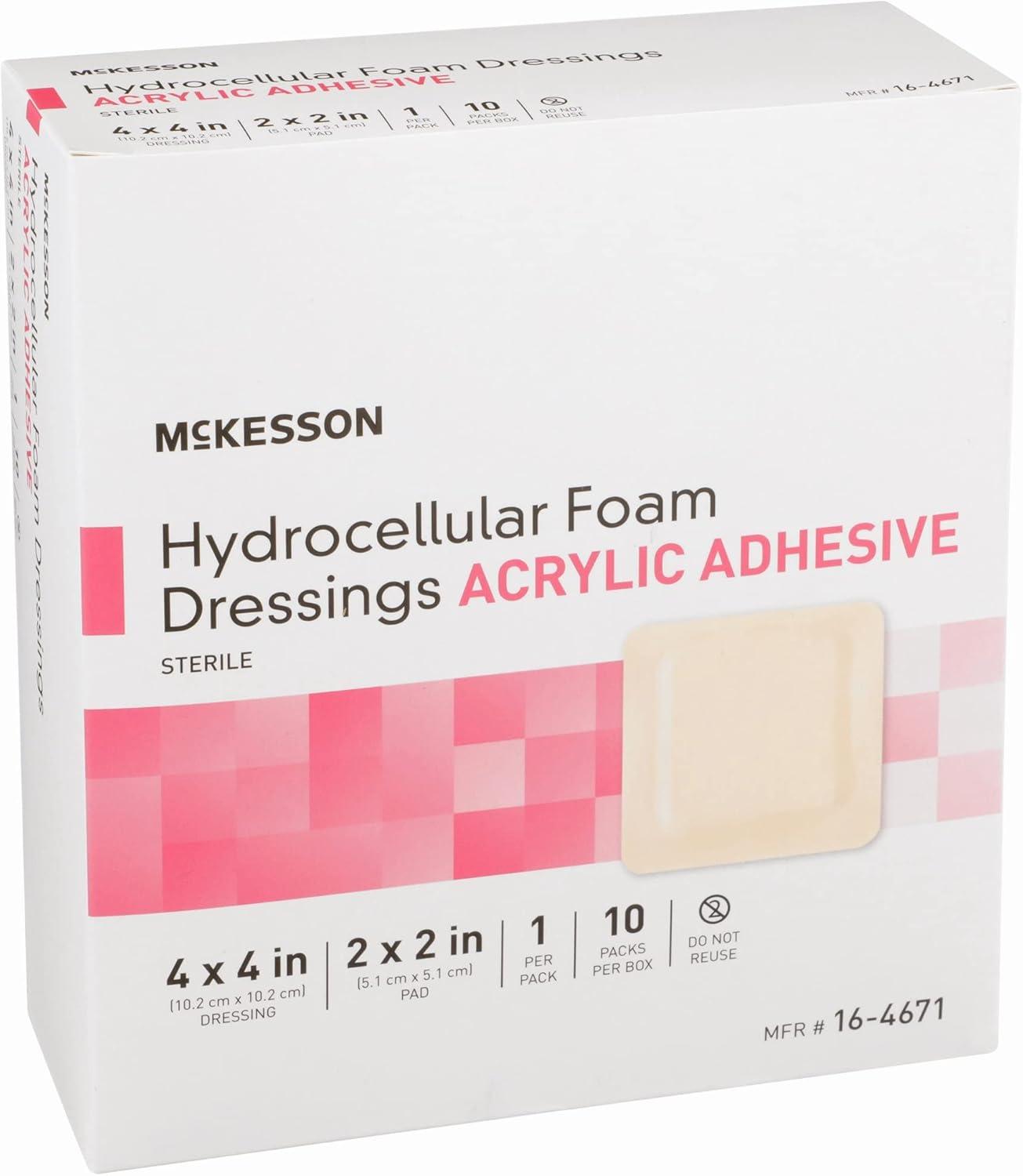 image:imageMcKesson Hydrocellular Foam Dressing with Acrylic Adhesive Wound Care Bandage 3 x 3 in 10 Count 10 Packs 100 Total4 X 4 Inch 10 ct