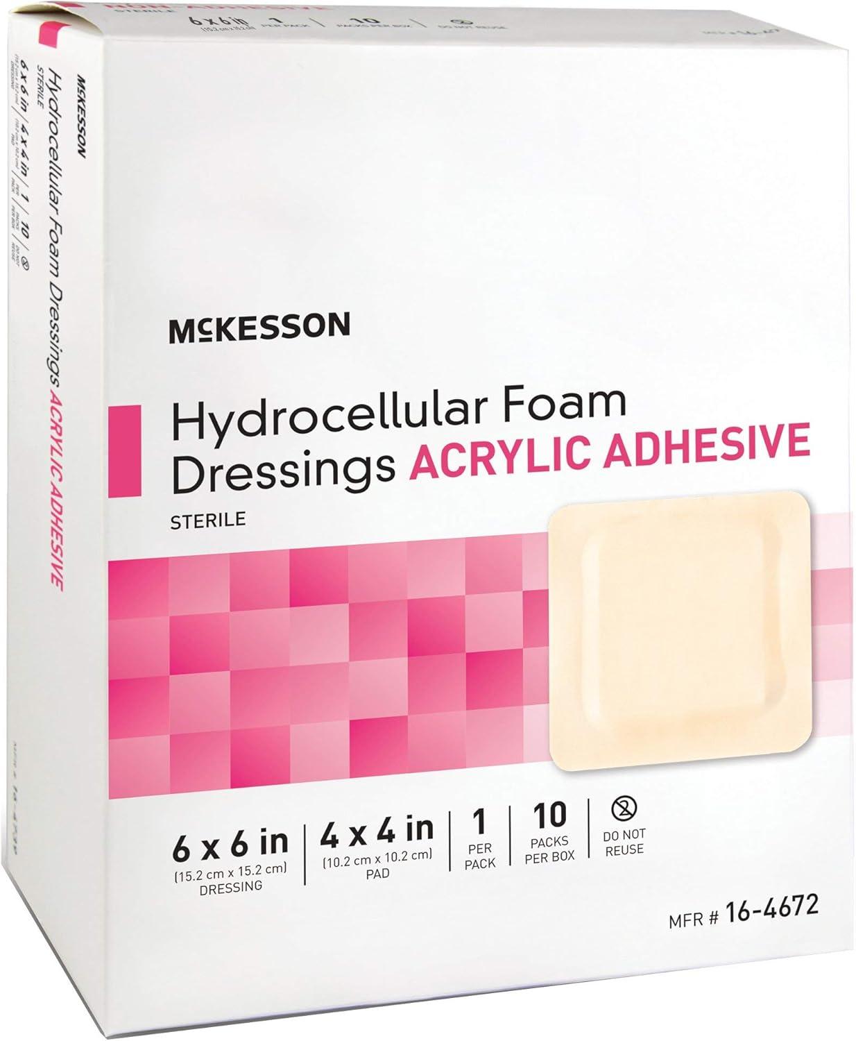 image:imageMcKesson Hydrocellular Foam Dressing with Acrylic Adhesive Wound Care Bandage 3 x 3 in 10 Count 10 Packs 100 Total6 X 6 Inch 100 ct