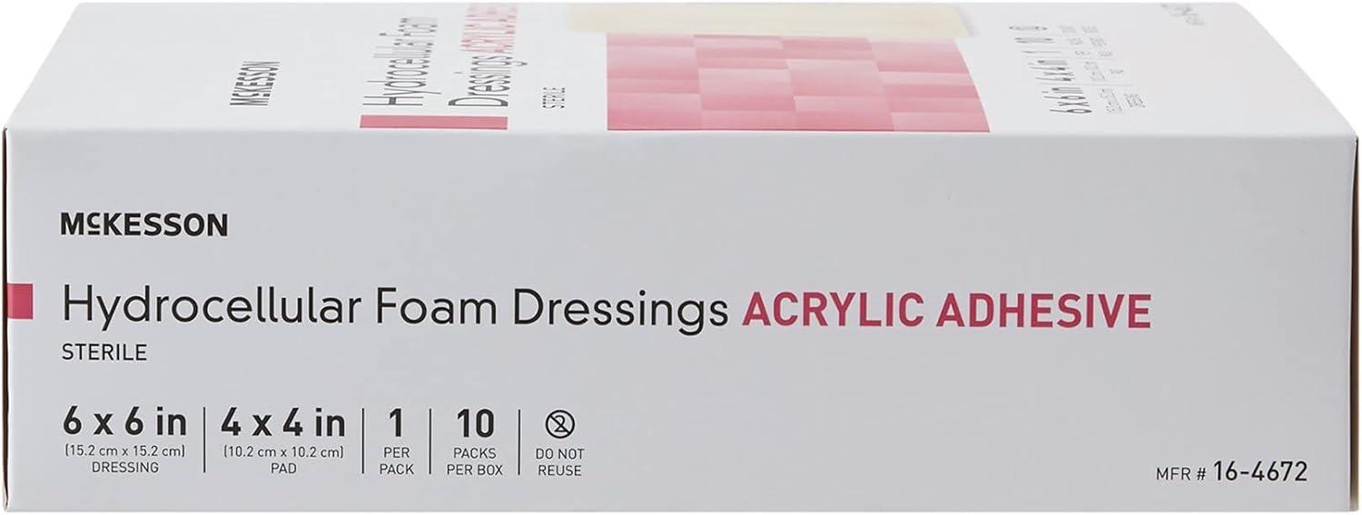image:imageMcKesson Hydrocellular Foam Dressing with Acrylic Adhesive Wound Care Bandage 3 x 3 in 10 Count 10 Packs 100 Total6 X 6 Inch 100 ct