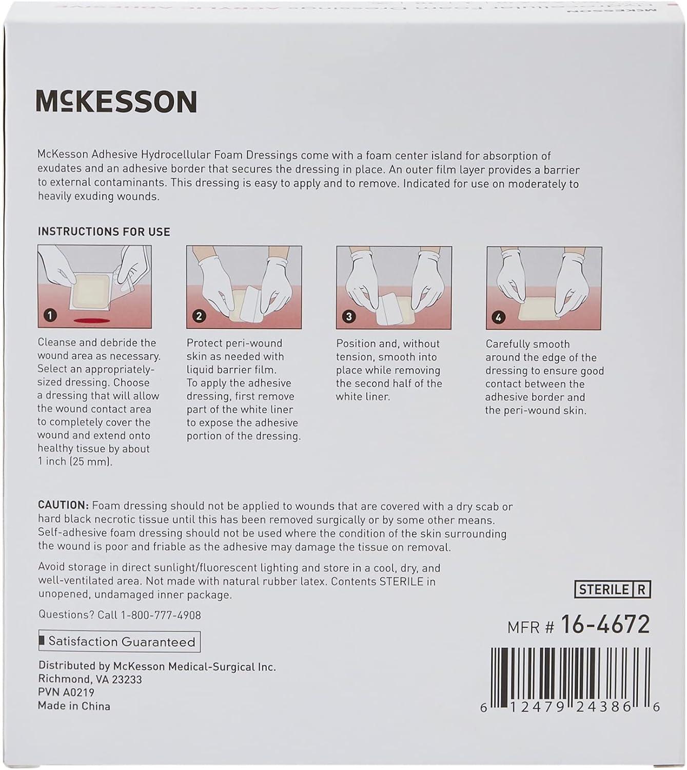 image:imageMcKesson Hydrocellular Foam Dressing with Acrylic Adhesive Wound Care Bandage 3 x 3 in 10 Count 10 Packs 100 Total6 X 6 Inch 100 ct