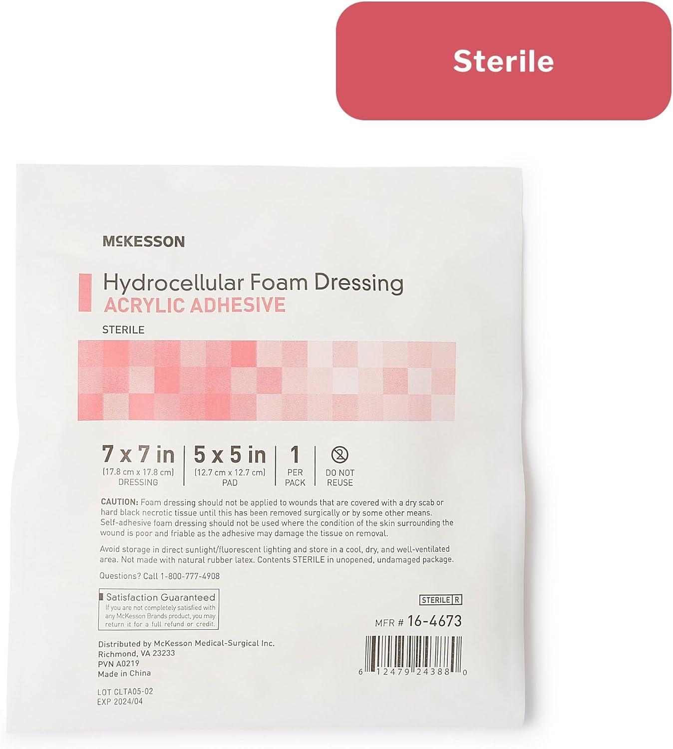 image:imageMcKesson Hydrocellular Foam Dressing with Acrylic Adhesive Wound Care Bandage 3 x 3 in 10 Count 10 Packs 100 Total7 X 7 Inch 10 ct