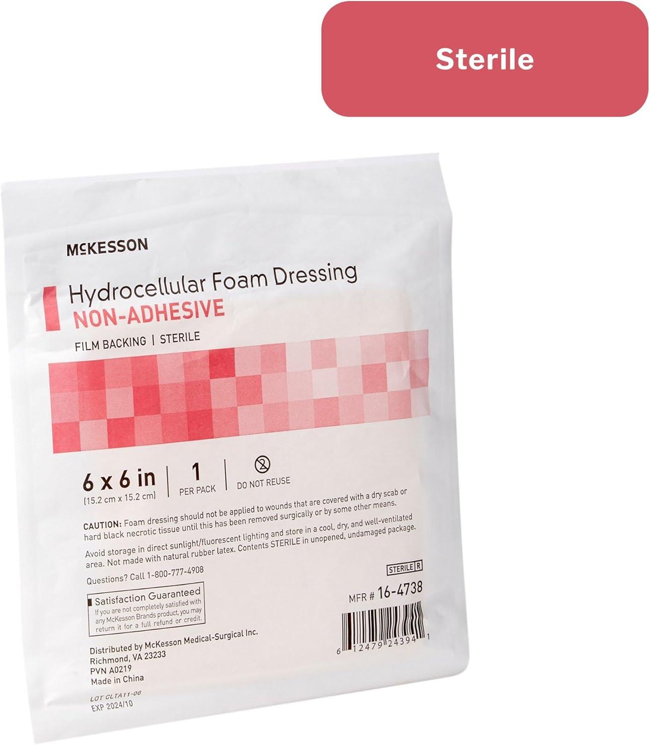 image:imageMcKesson Hydrocellular Foam Dressings Sterile NonAdhesive Without Border 6 in x 6 in 10 Count 10 Packs 100 Total
