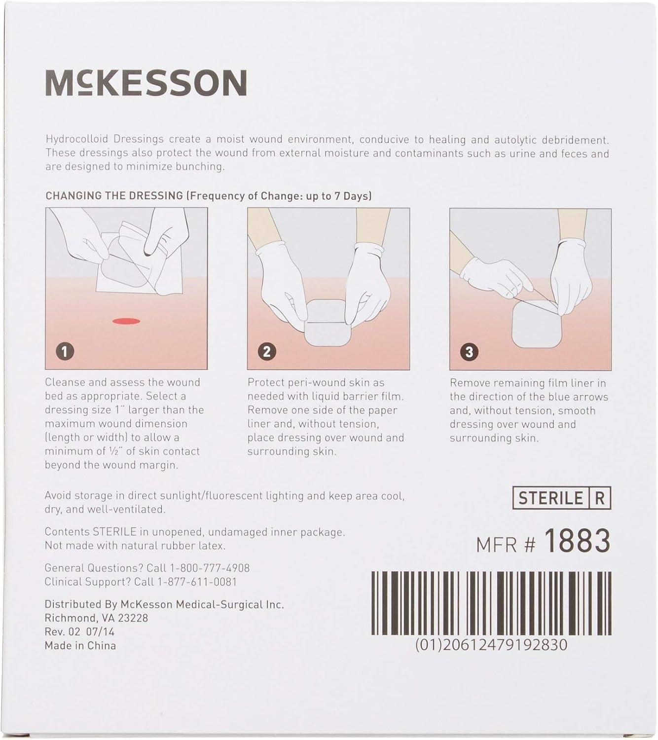 image:imageMcKesson Hydrocolloid Dressing Sacral Thin 10 Dressings SelfAdhesive Sterile Bandage Waterproof Patch for Bed Sore Mild Burn Blister Acne Care 6 in x 7 in4 x 4 Inch