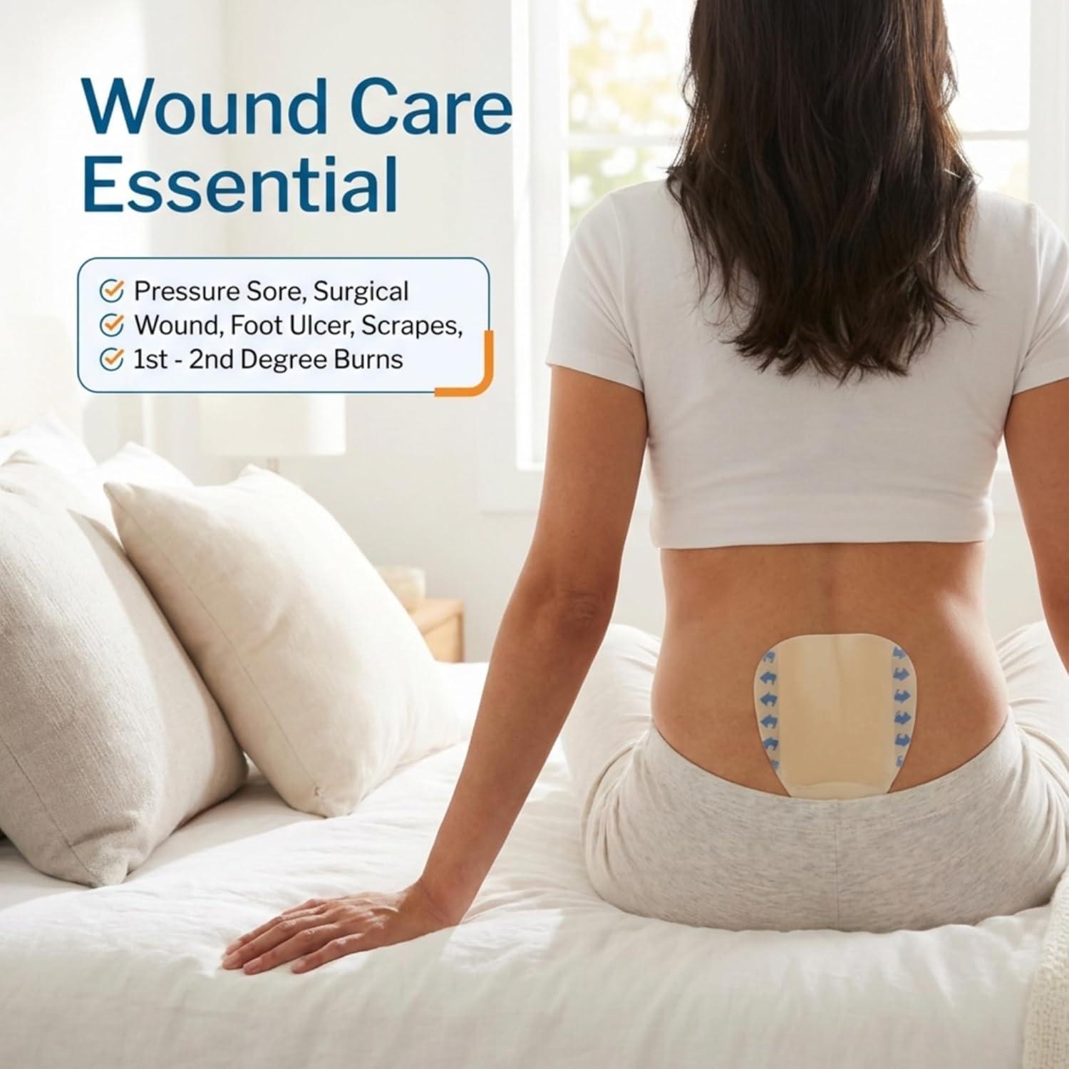 image:imageMcKesson Hydrocolloid Dressing Sacral Thin 10 Dressings SelfAdhesive Sterile Bandage Waterproof Patch for Bed Sore Mild Burn Blister Acne Care 6 in x 7 in6 x 7 Inch