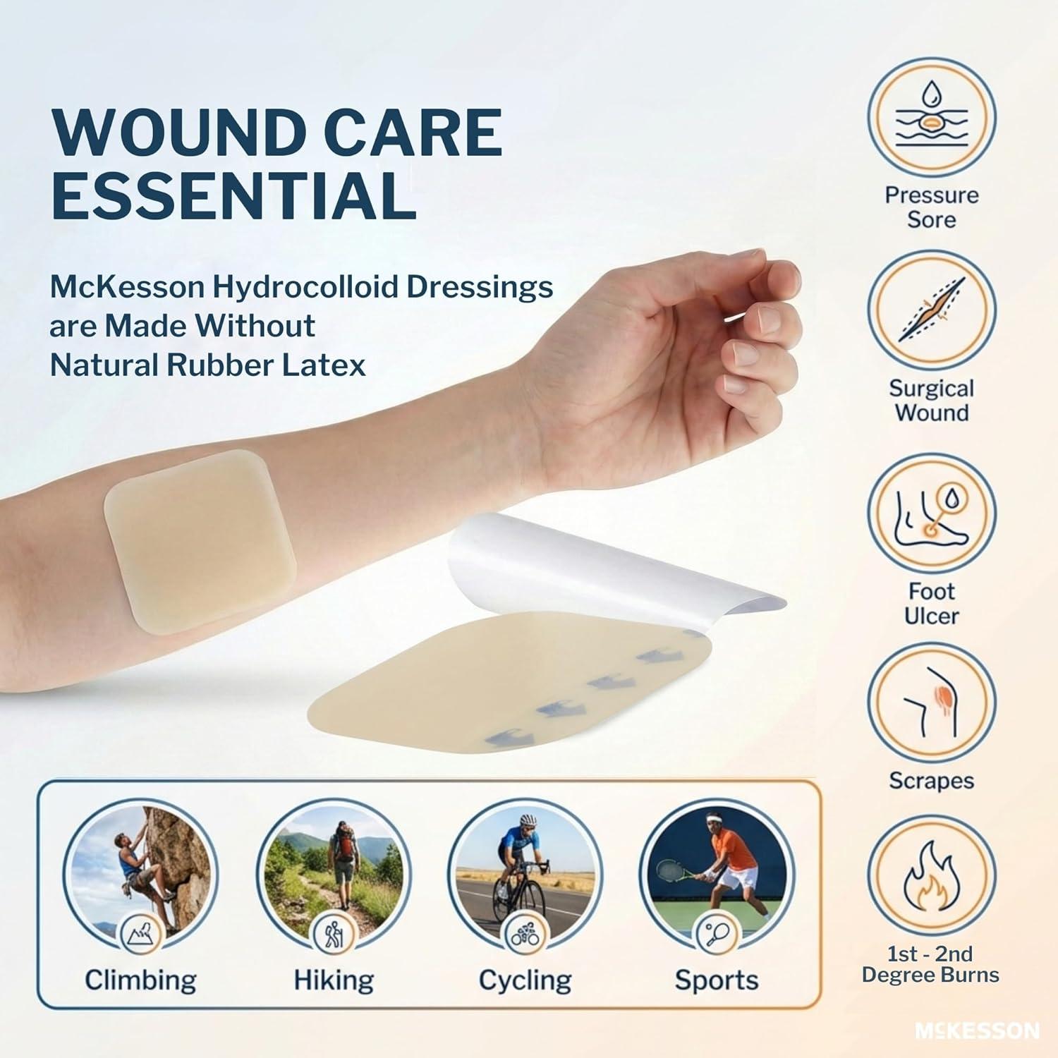 image:imageMcKesson Hydrocolloid Dressing Sacral Thin 10 Dressings SelfAdhesive Sterile Bandage Waterproof Patch for Bed Sore Mild Burn Blister Acne Care 6 in x 7 in2 x 2 Inch
