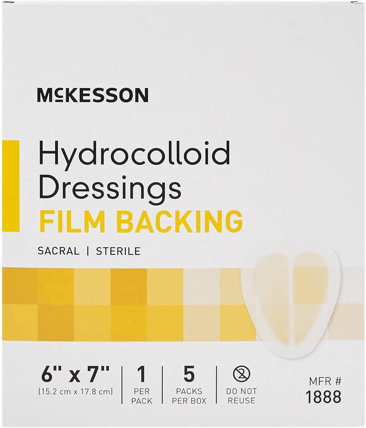 image:imageMcKesson Hydrocolloid Dressing Sterile Sacral Film Backing 5 Dressings SelfAdhesive Sterile Bandage Waterproof Patch for Bed Sore Mild Burn Blister Acne Care 6 in x 7 in6 x 7 Inch