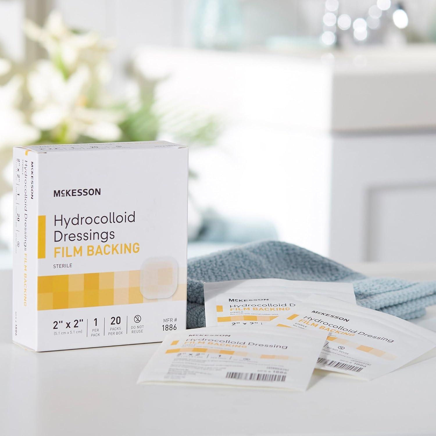 image:imageMcKesson Hydrocolloid Dressing Sterile Sacral Film Backing 5 Dressings  SelfAdhesive Sterile Bandage Waterproof Patch for Bed Sore Mild Burn Blister Acne Care  6 in x 7 in2 x 2 Inch