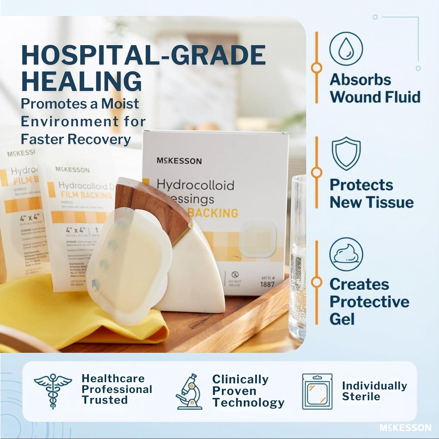 image:imageMcKesson Hydrocolloid Dressing Sterile Sacral Film Backing 5 Dressings  SelfAdhesive Sterile Bandage Waterproof Patch for Bed Sore Mild Burn Blister Acne Care  6 in x 7 in2 x 2 Inch